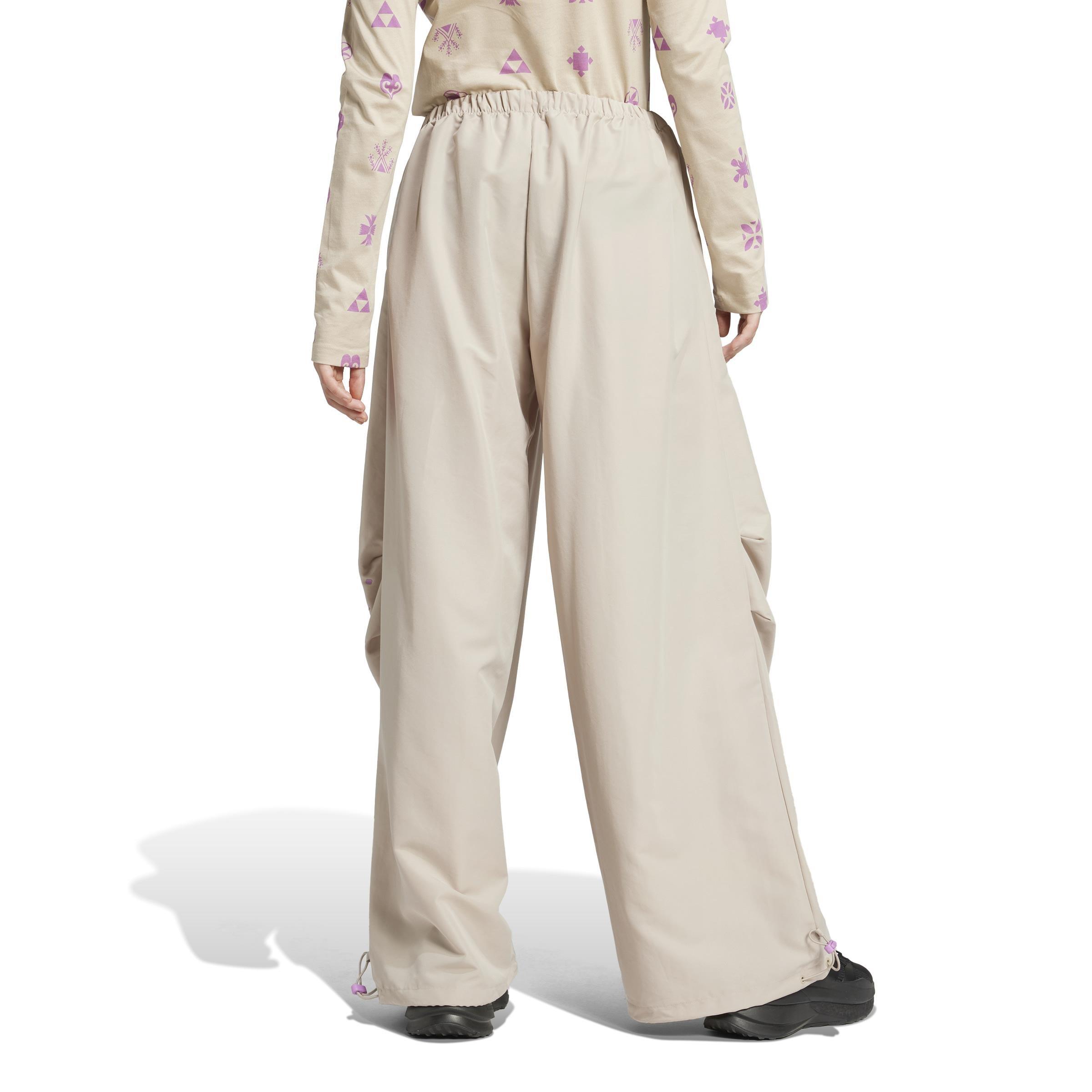 Bloom Sky Print Woven Parachute Tracksuit Bottoms, Beige, , large image number 2