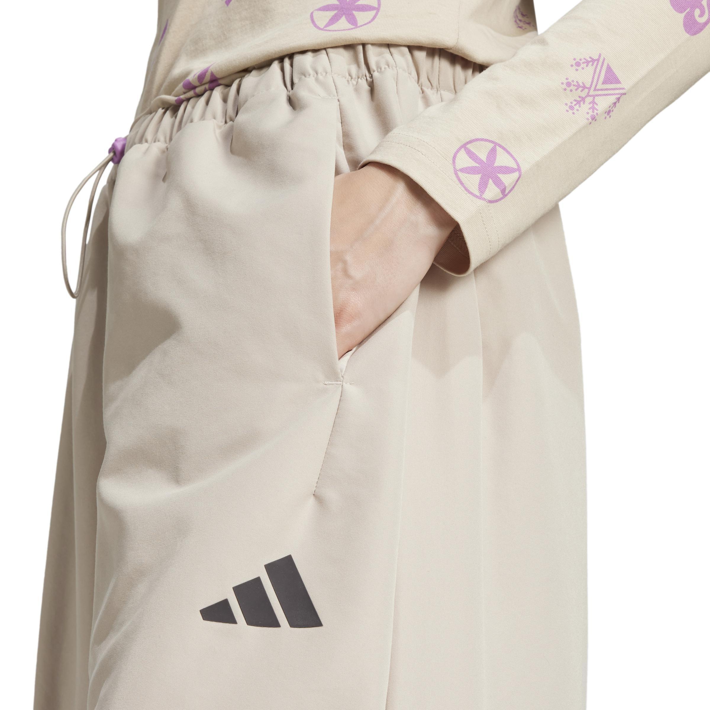 Bloom Sky Print Woven Parachute Tracksuit Bottoms, Beige, , large image number 3