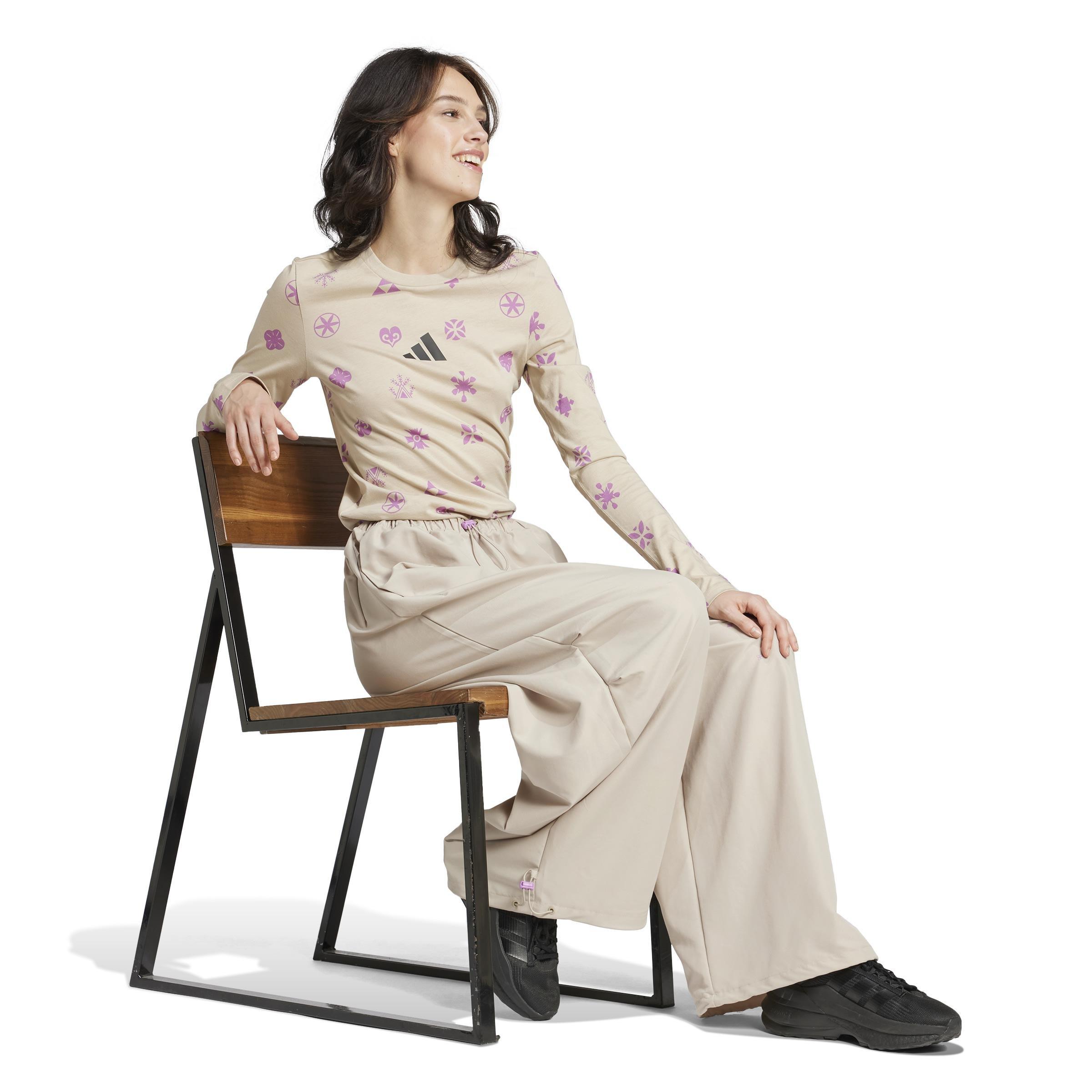 Bloom Sky Print Woven Parachute Tracksuit Bottoms, Beige, , large image number 9