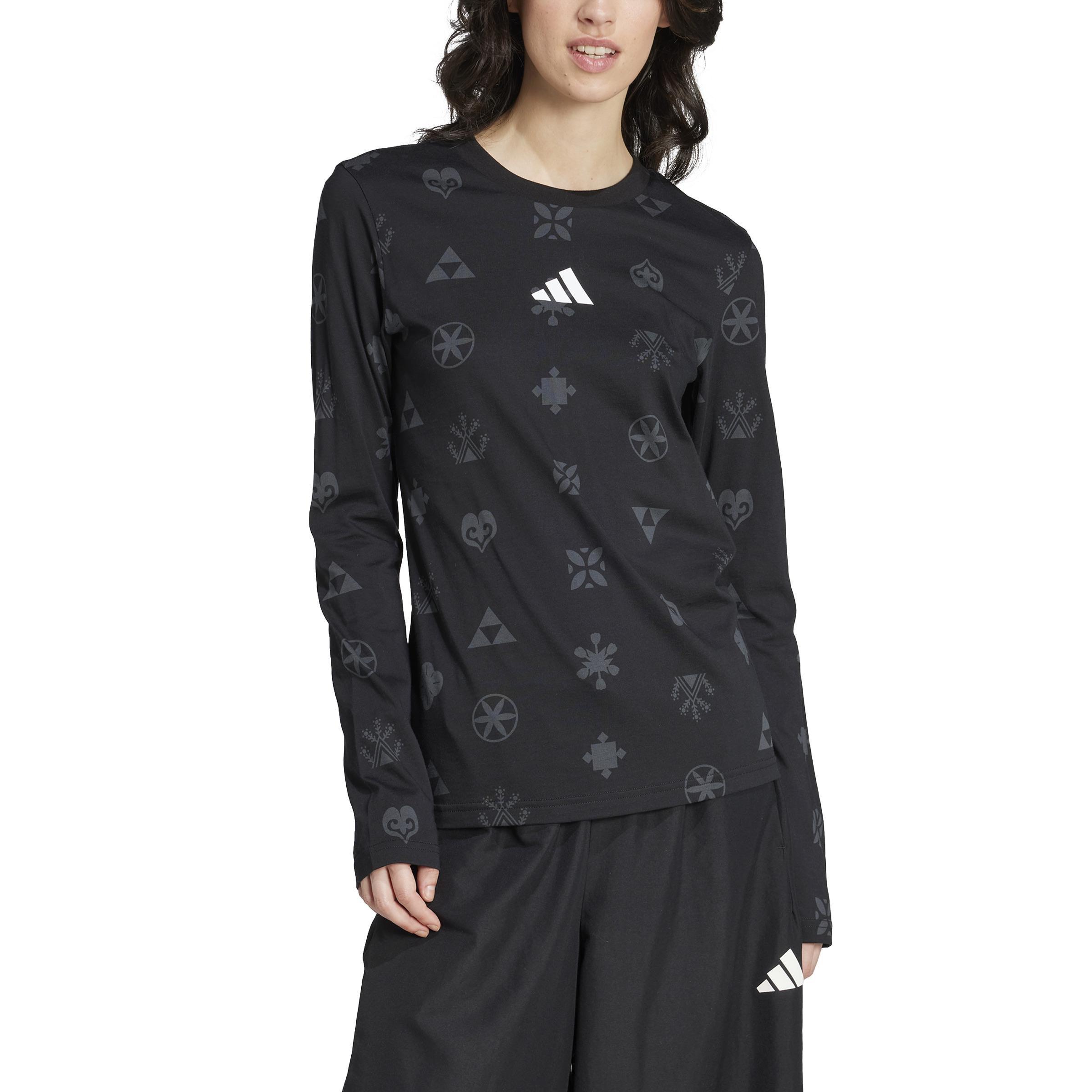 Bloom Sky Print Long Sleeve Long-Sleeve Top, Black, A901_ONE, large image number 1