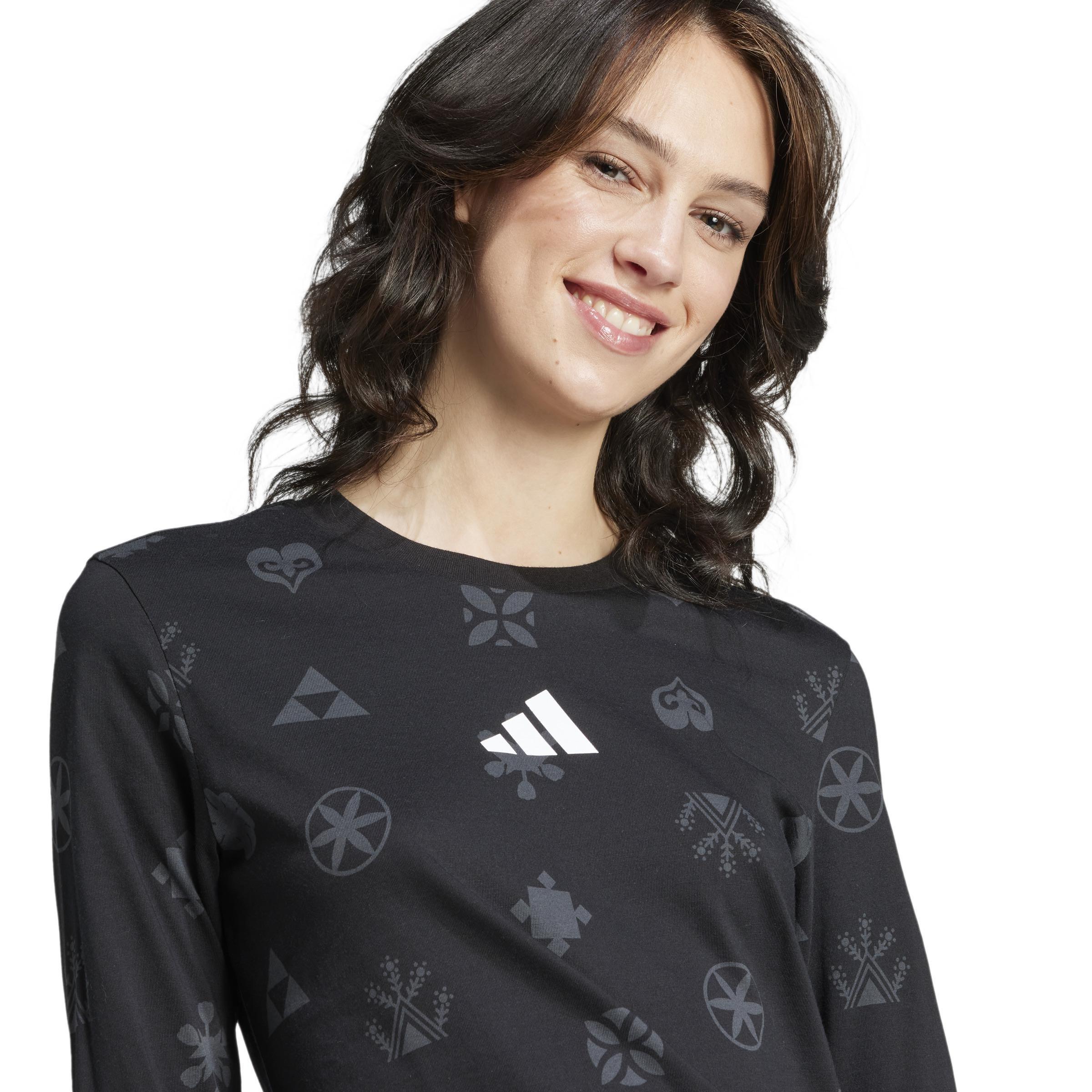 Bloom Sky Print Long Sleeve Long-Sleeve Top, Black, A901_ONE, large image number 5