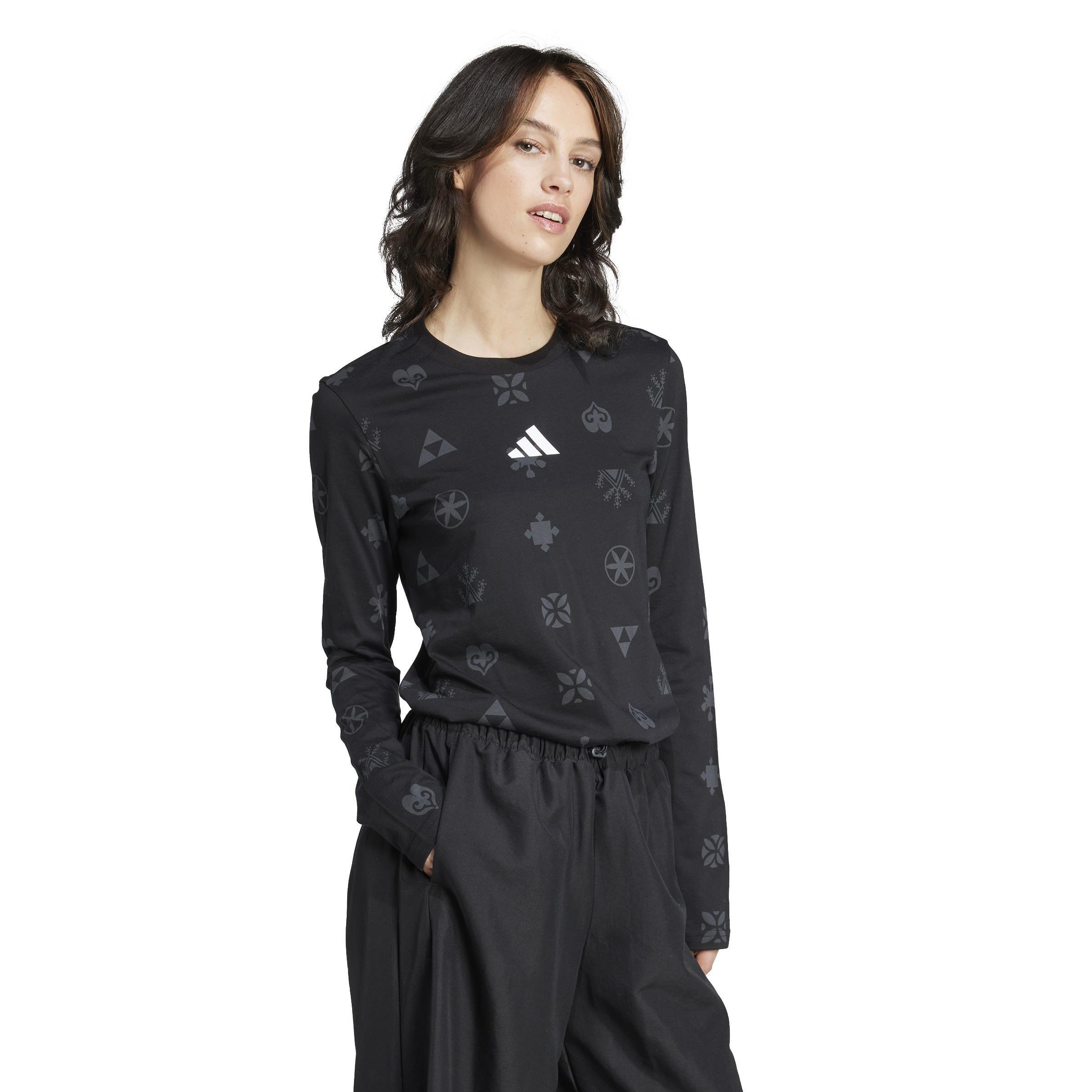 Bloom Sky Print Long Sleeve Long-Sleeve Top, Black, A901_ONE, large image number 8