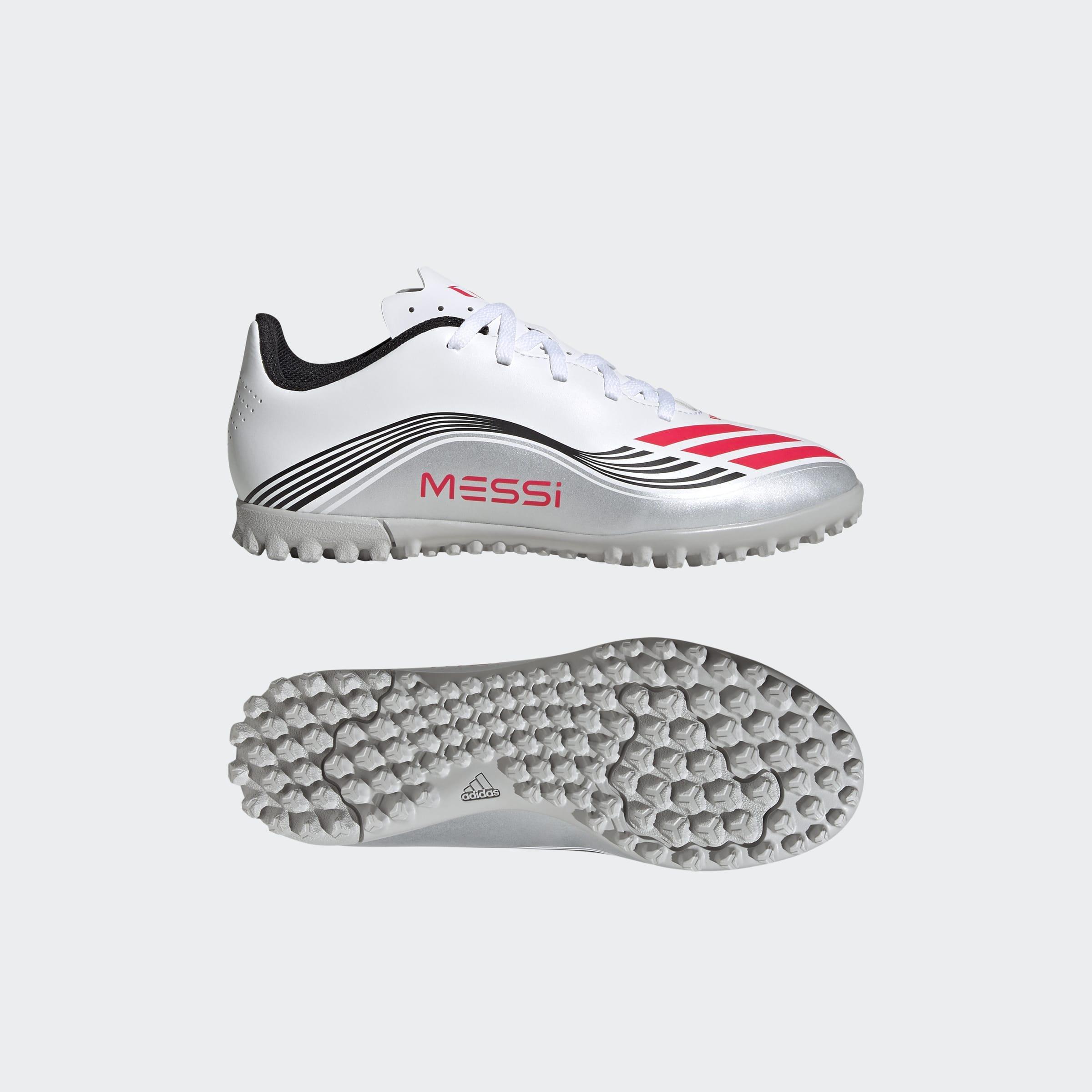 Kids Unisex F50 Messi Club Turf Boots, White, A901_ONE, large image number 9