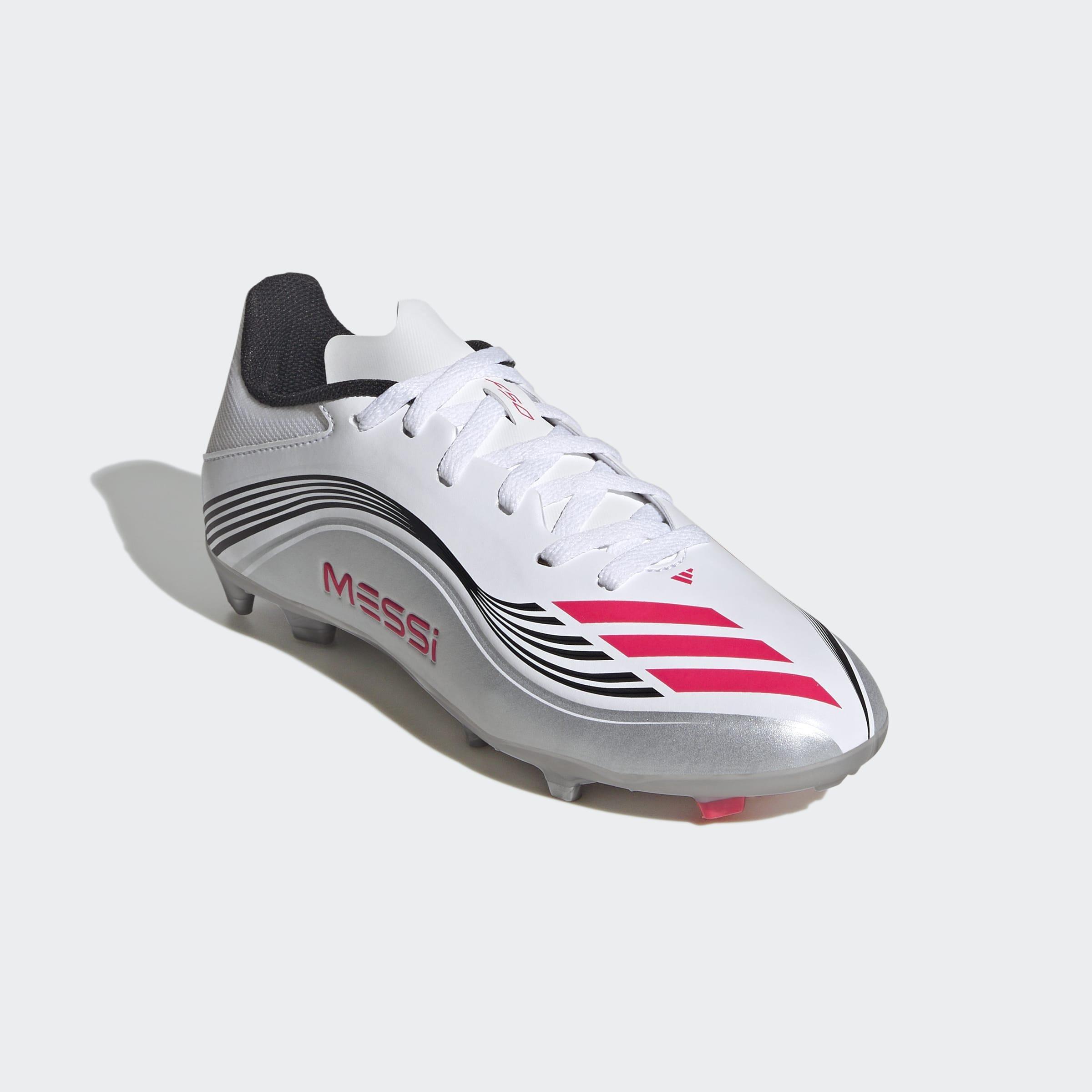 Kids Unisex F50 Messi League Firm/Multi-Ground Boots, White, A901_ONE, large image number 2