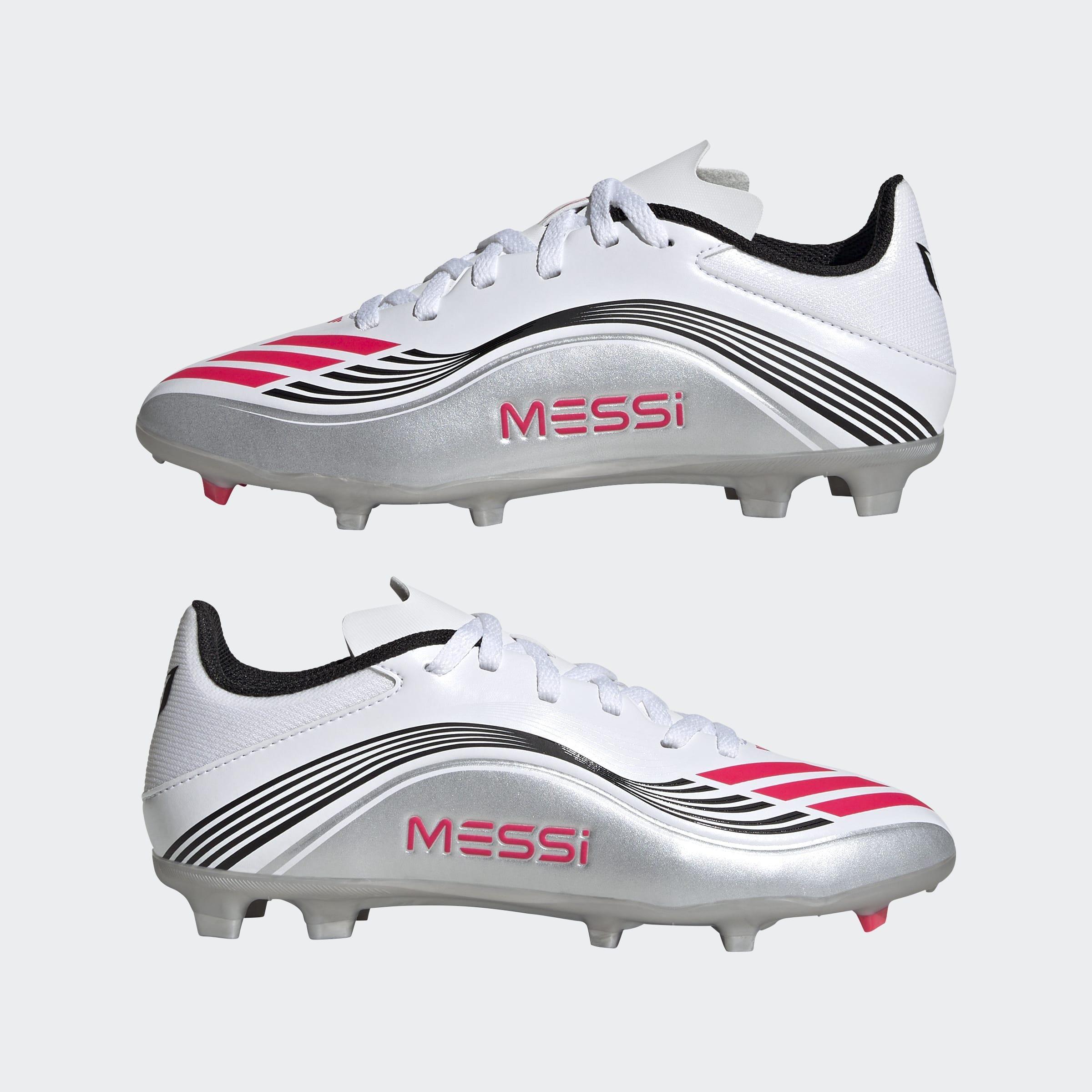 Kids Unisex F50 Messi League Firm/Multi-Ground Boots, White, A901_ONE, large image number 7