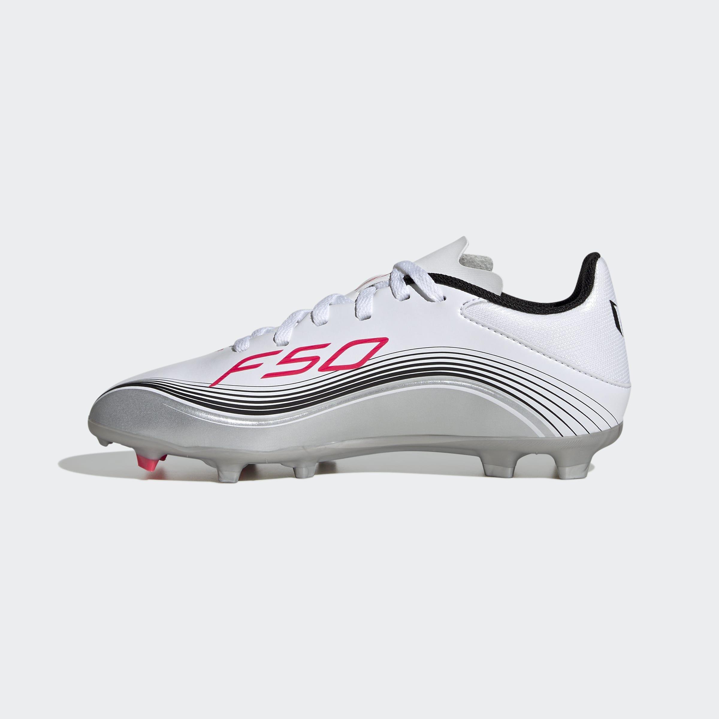 Kids Unisex F50 Messi League Firm/Multi-Ground Boots, White, A901_ONE, large image number 8