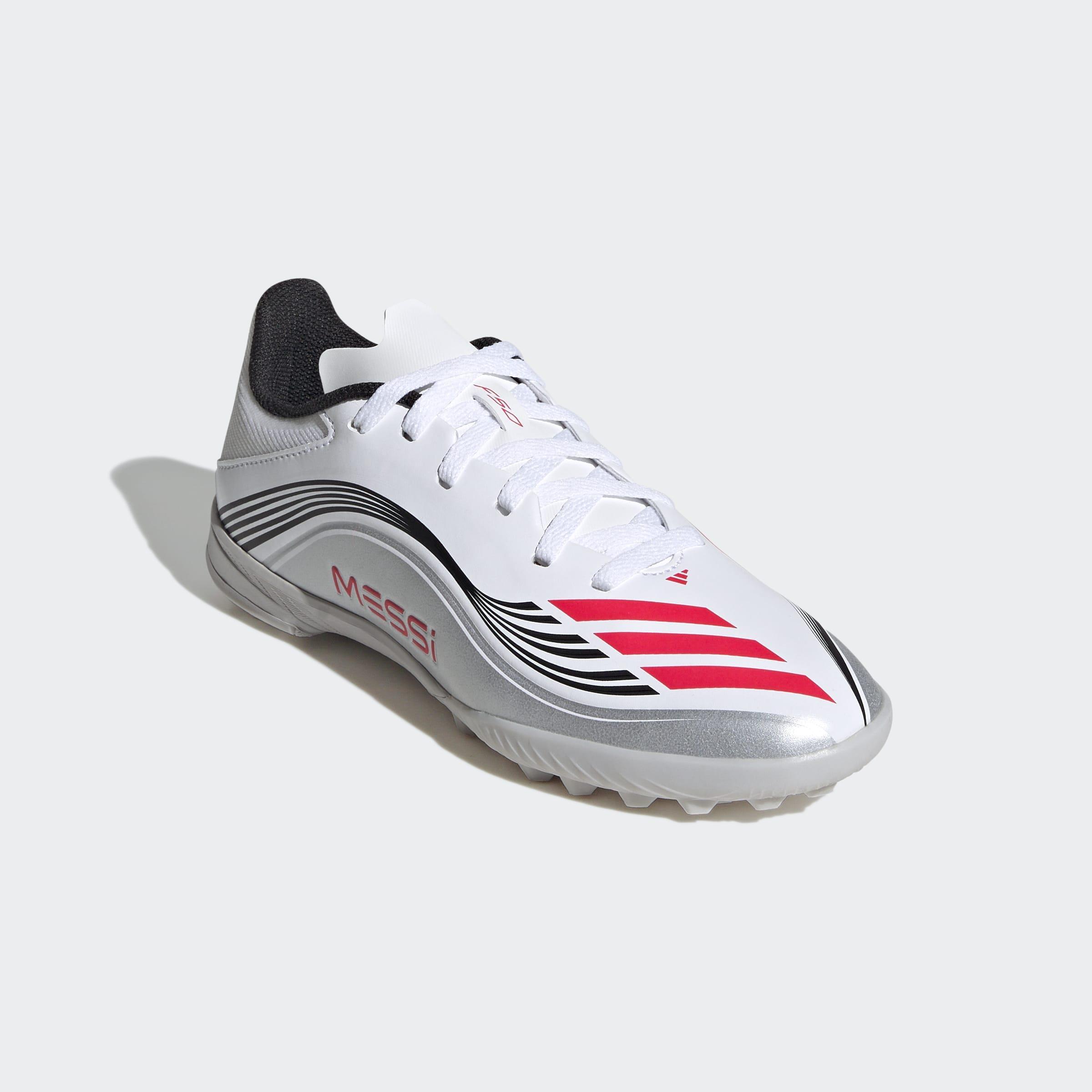 Kids Unisex F50 Messi League Turf Boots, White, A901_ONE, large image number 2