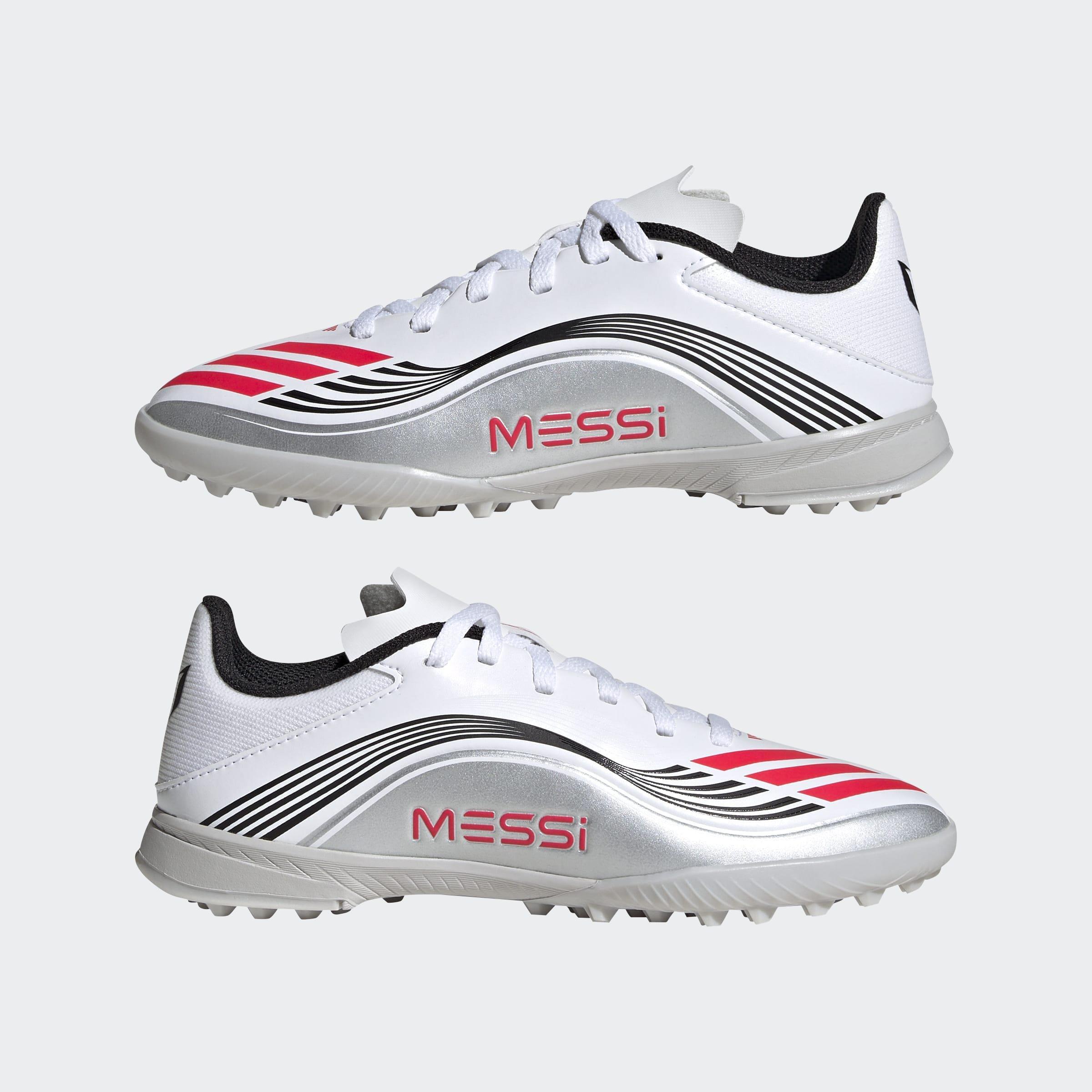 Kids Unisex F50 Messi League Turf Boots, White, A901_ONE, large image number 8