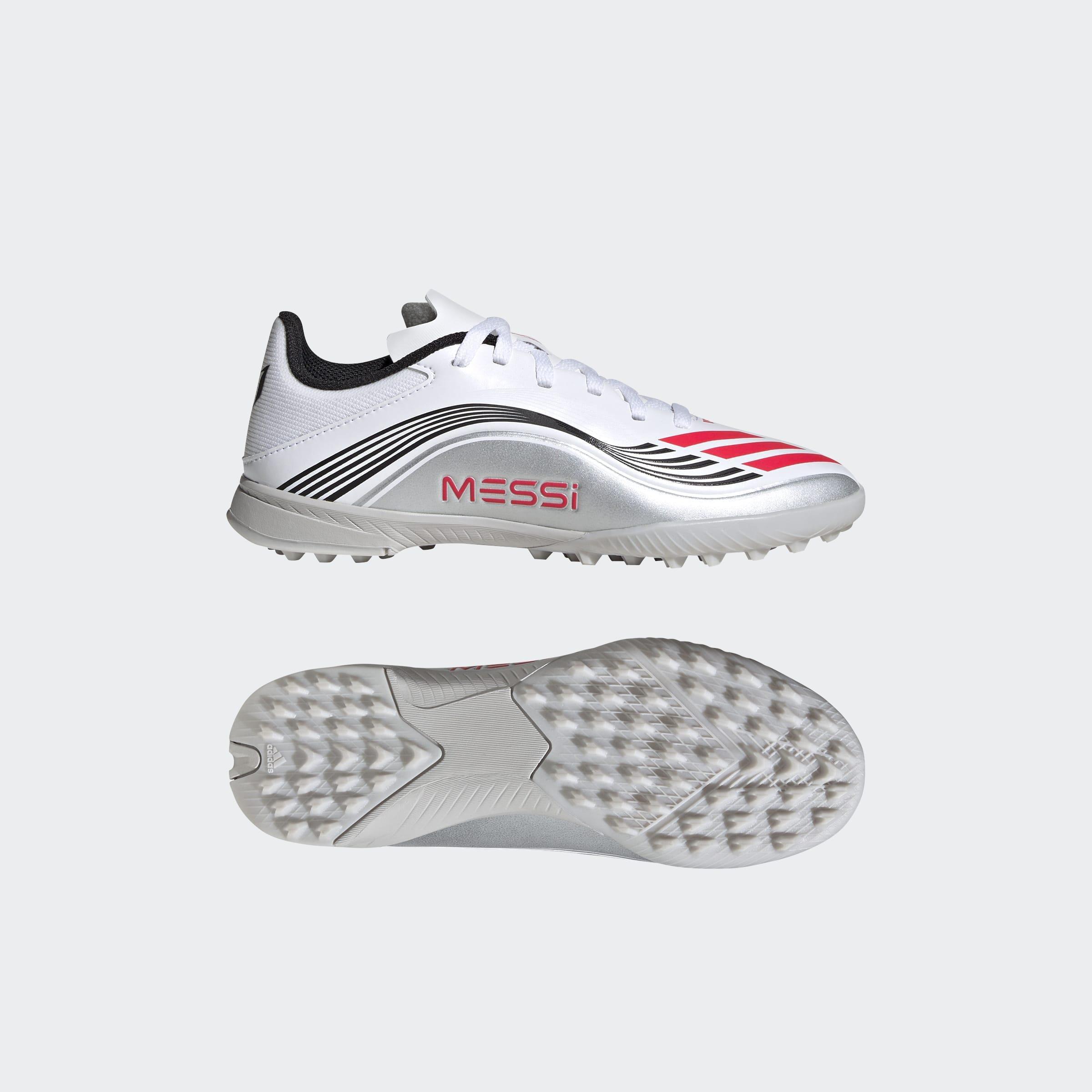 Kids Unisex F50 Messi League Turf Boots, White, A901_ONE, large image number 9