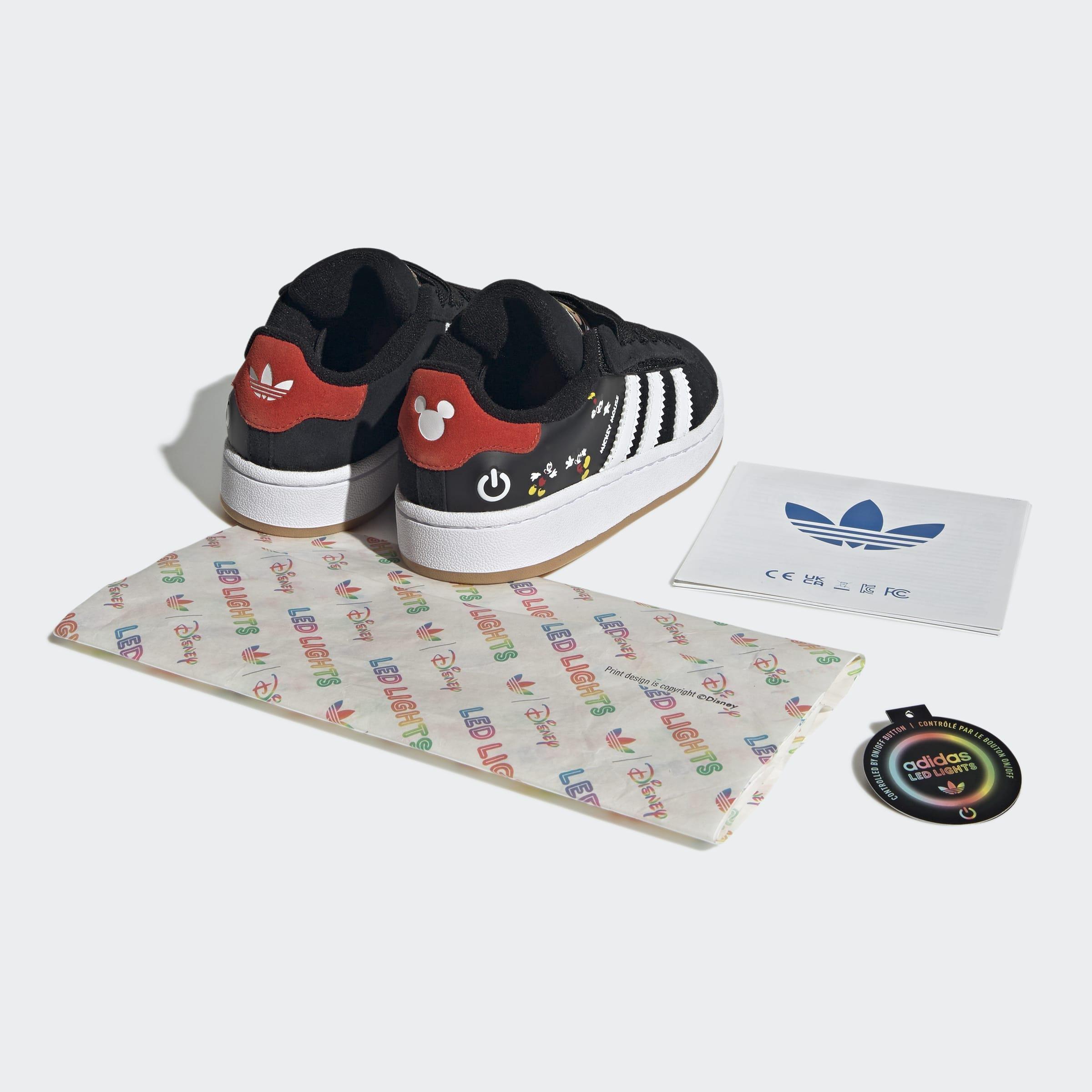 Kids Unisex Adidas Disney Mickey Mouse Campus 00S Led Lights Comfort Closure Elastic Lace Shoes, Black, A901_ONE, large image number 7