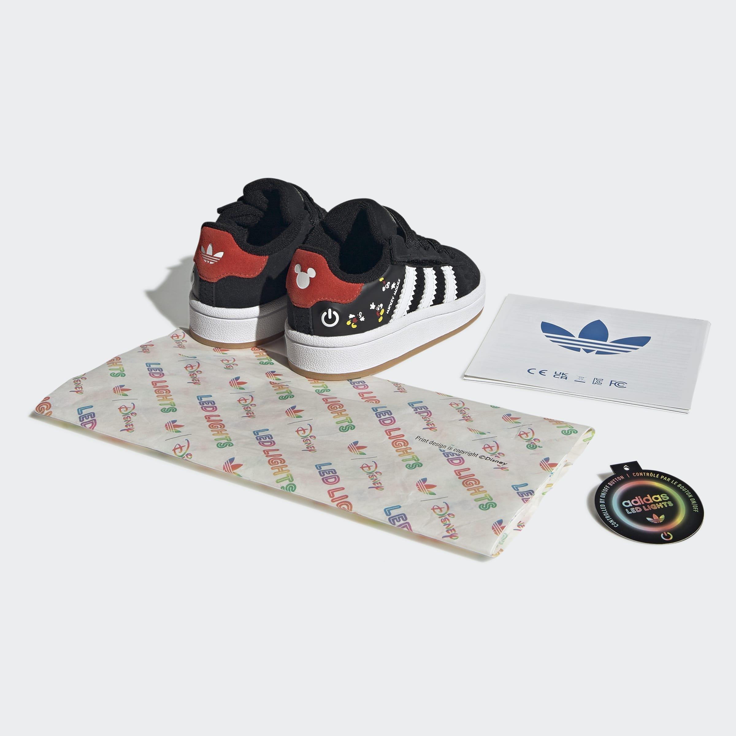 Kids Unisex Adidas Disney Mickey Mouse Campus 00S Led Lights Comfort Closure Elastic Lace Shoes, Black, A901_ONE, large image number 10