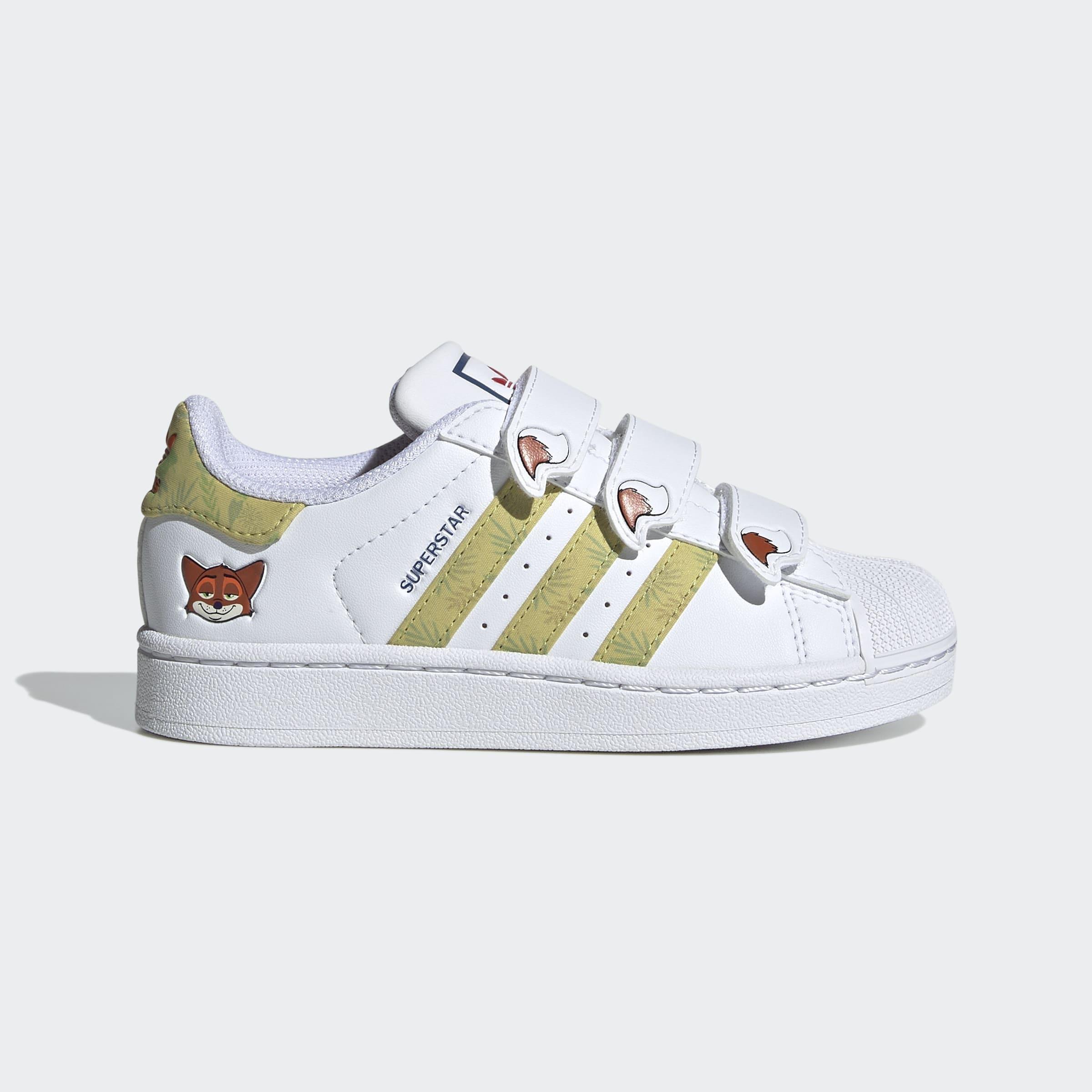 Kids Unisex Adidas Disney Zootopia Superstar II Comfort Closure Shoes, White, A901_ONE, large image number 0