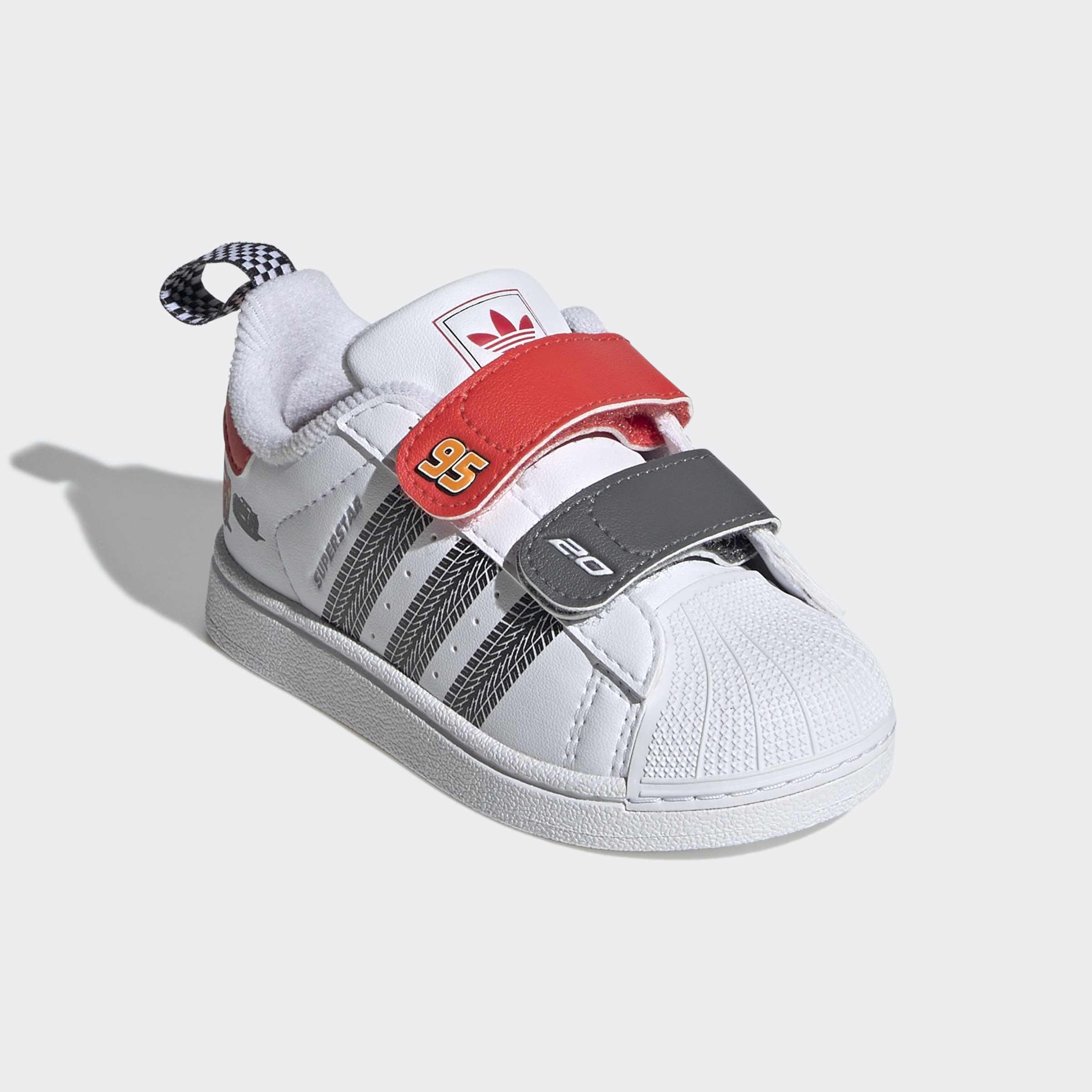Kids Unisex Adidas Pixar Cars Superstar Ii Comfort Closure Shoes, White, A901_ONE, medium