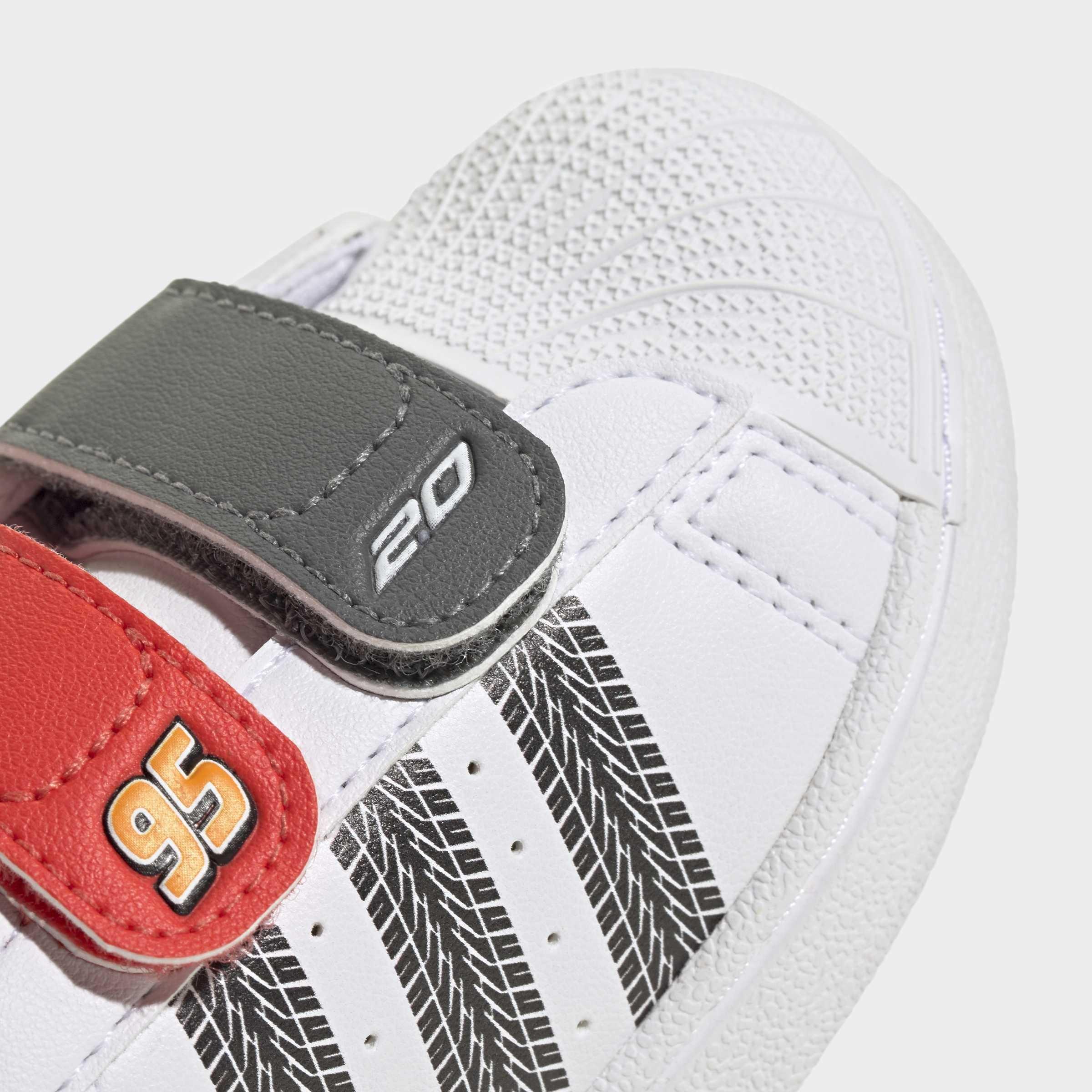 Kids Unisex Adidas Pixar Cars Superstar Ii Comfort Closure Shoes, White, A901_ONE, large image number 5