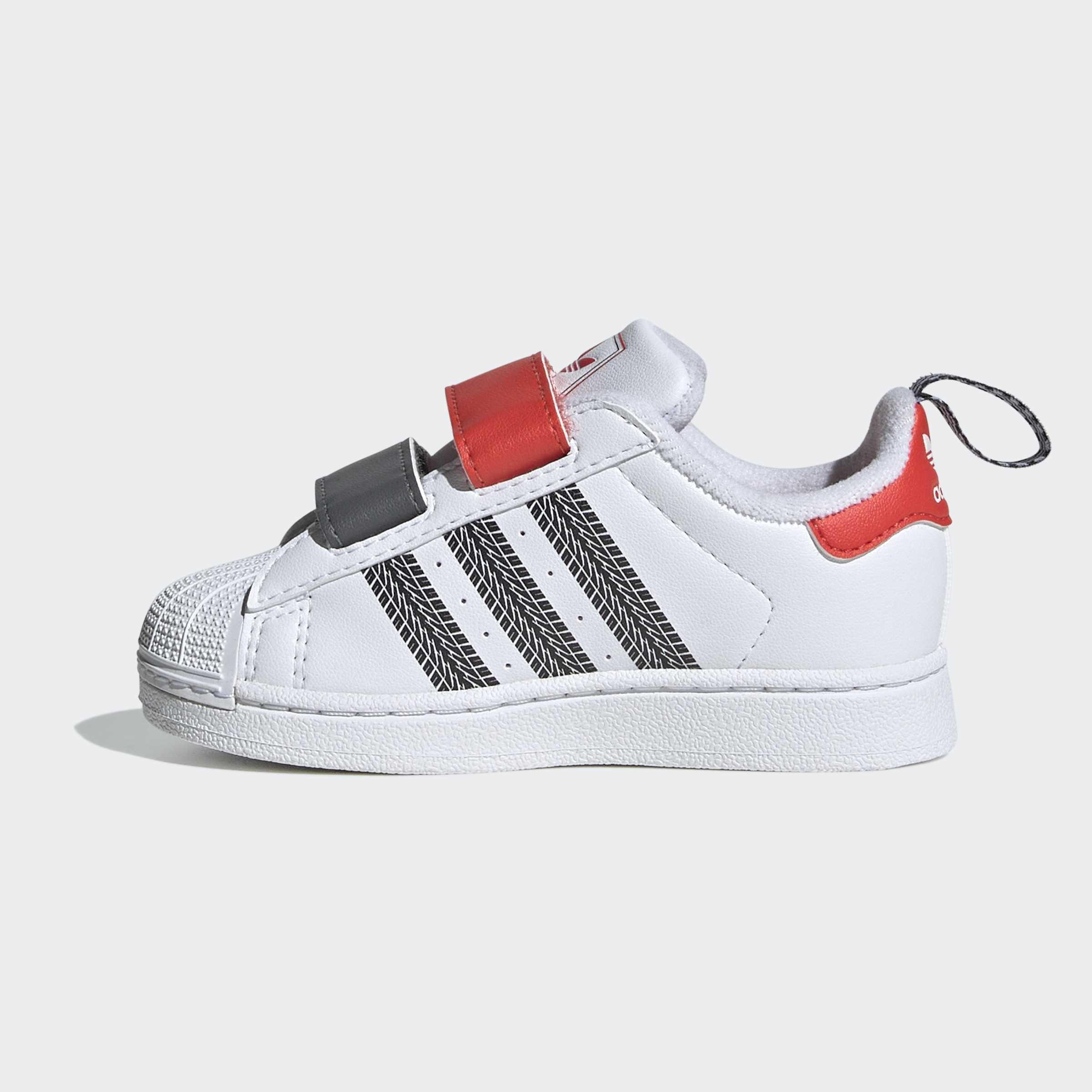 Kids Unisex Adidas Pixar Cars Superstar Ii Comfort Closure Shoes, White, A901_ONE, large image number 8