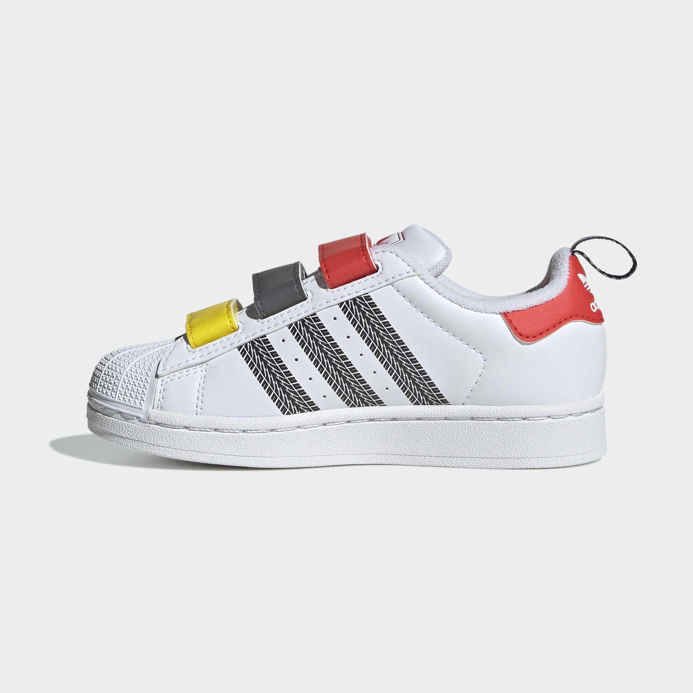 Kids Unisex Adidas Pixar Cars Superstar Ii Comfort Closure Shoes, White, A901_ONE, large image number 8