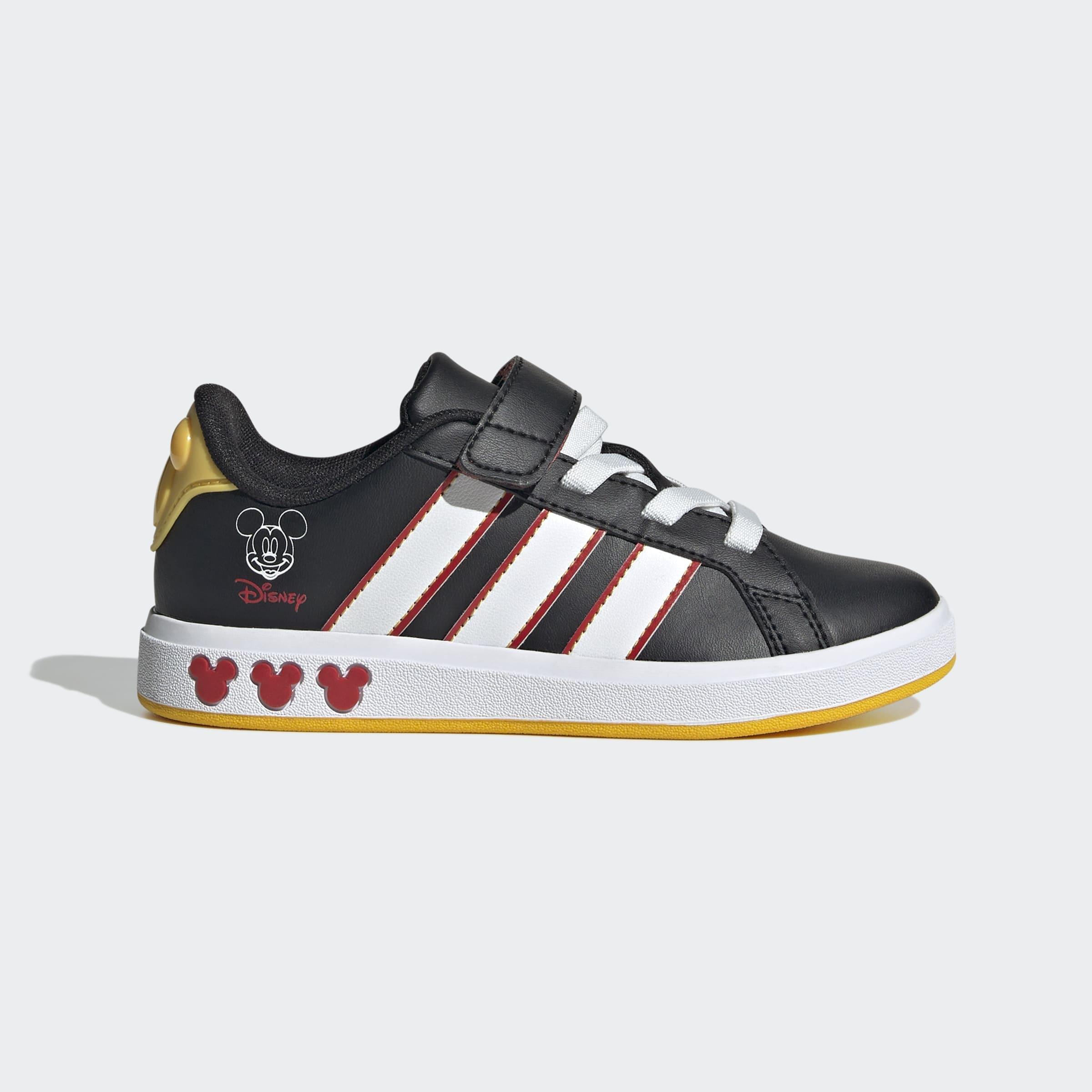 Kids Unisex adidas Disney Mickey Mouse Grand Court Shoes, Black, A901_ONE, large image number 0