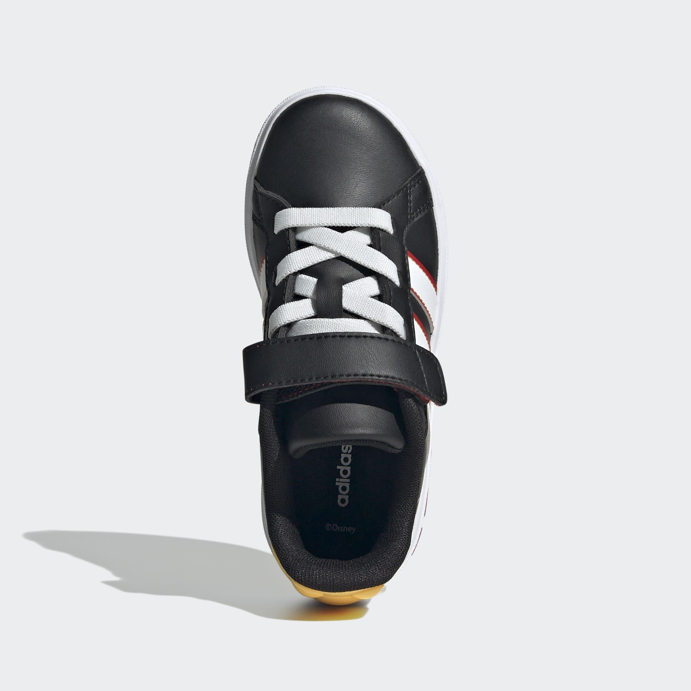 Kids Unisex adidas Disney Mickey Mouse Grand Court Shoes, Black, A901_ONE, large image number 1
