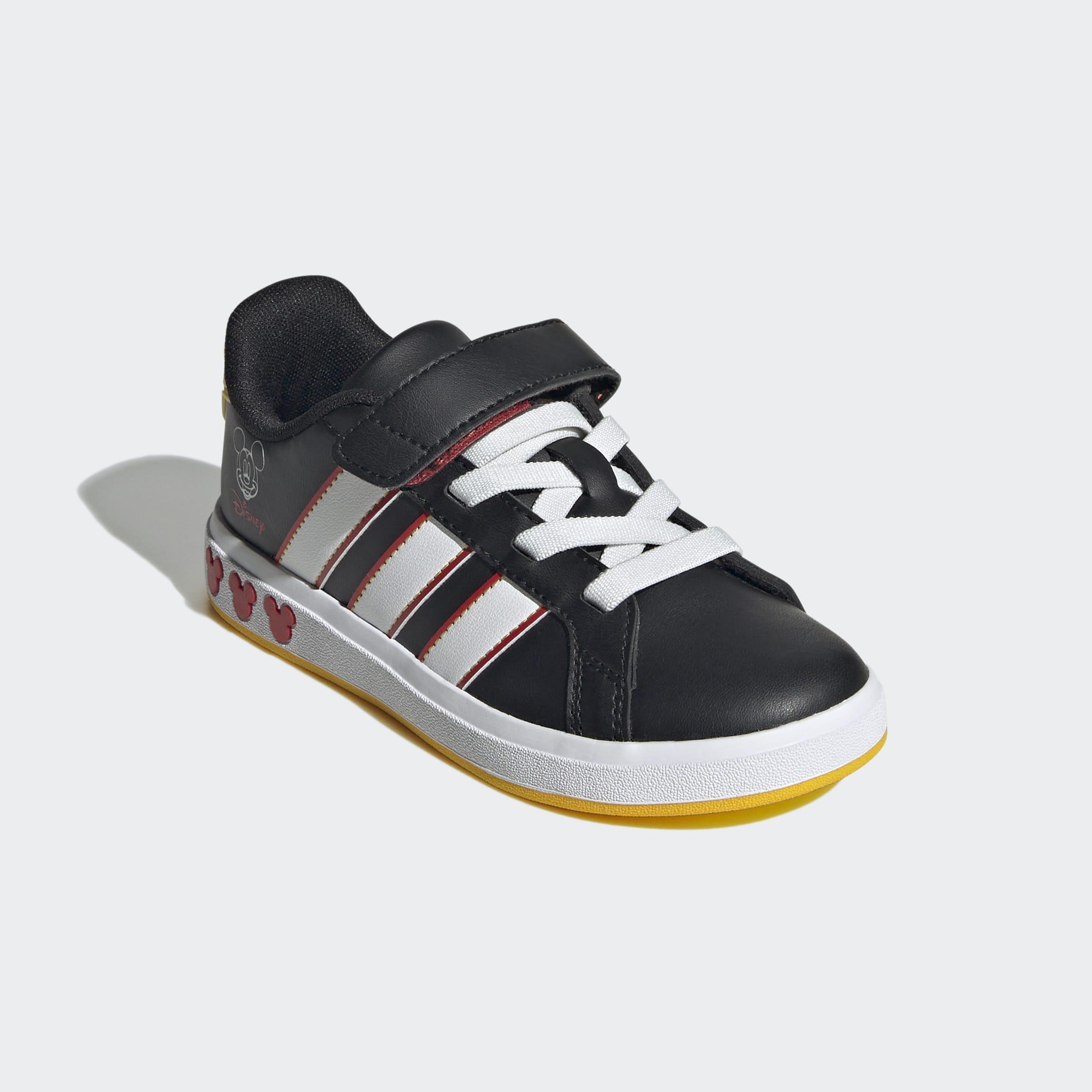 Kids Unisex adidas Disney Mickey Mouse Grand Court Shoes, Black, A901_ONE, large image number 2