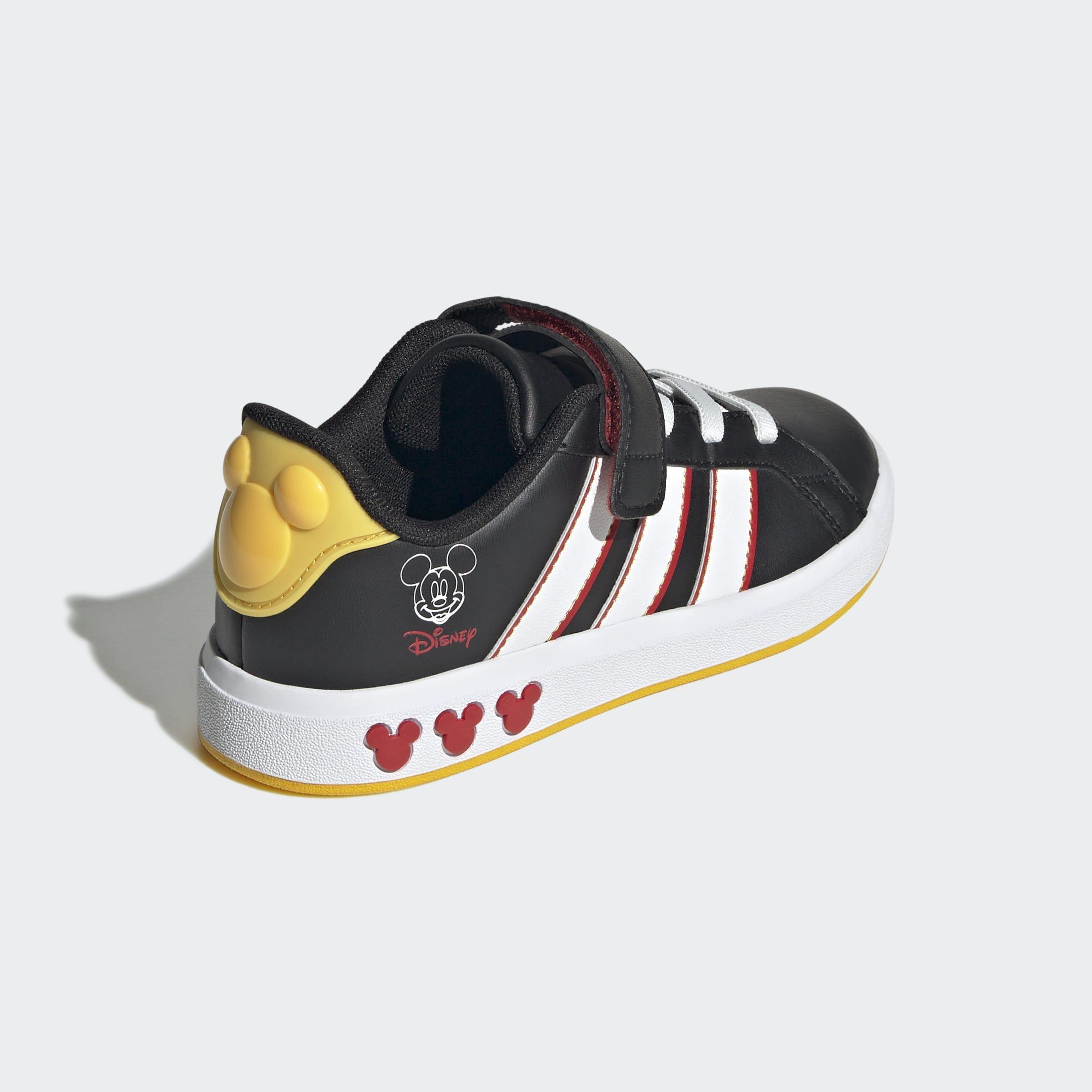 Kids Unisex adidas Disney Mickey Mouse Grand Court Shoes, Black, A901_ONE, large image number 3