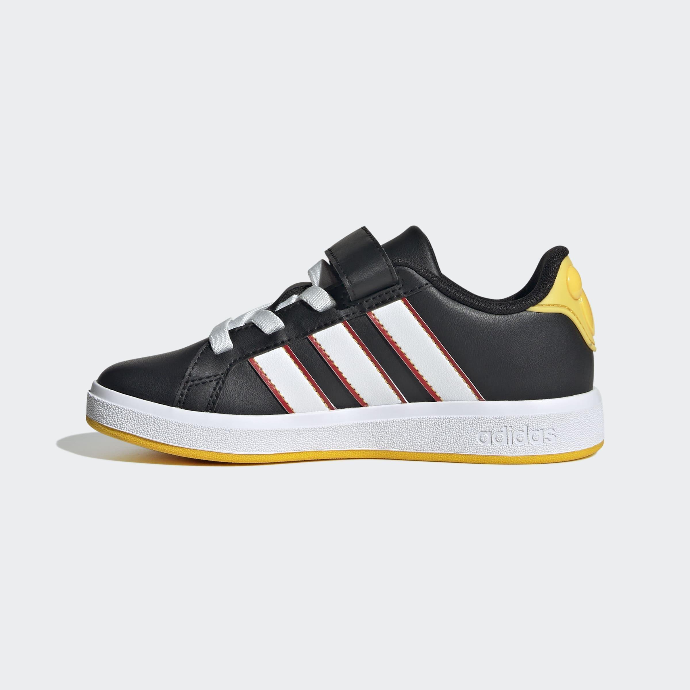 Kids Unisex adidas Disney Mickey Mouse Grand Court Shoes, Black, A901_ONE, large image number 7