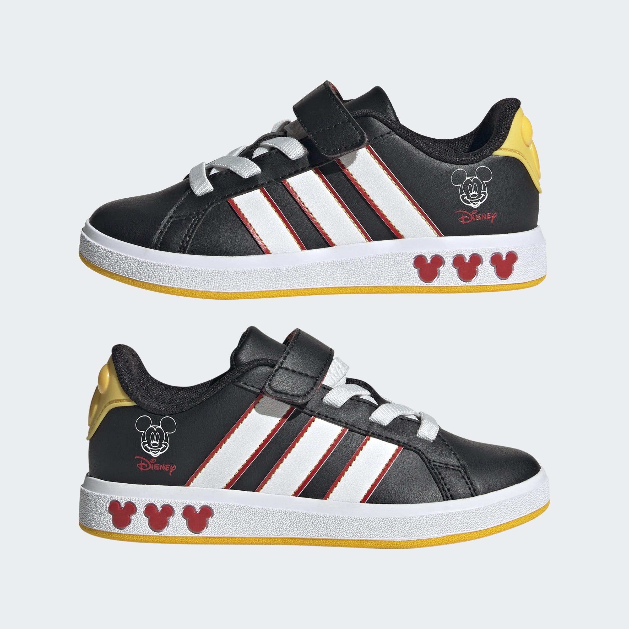 Kids Unisex adidas Disney Mickey Mouse Grand Court Shoes, Black, A901_ONE, large image number 8