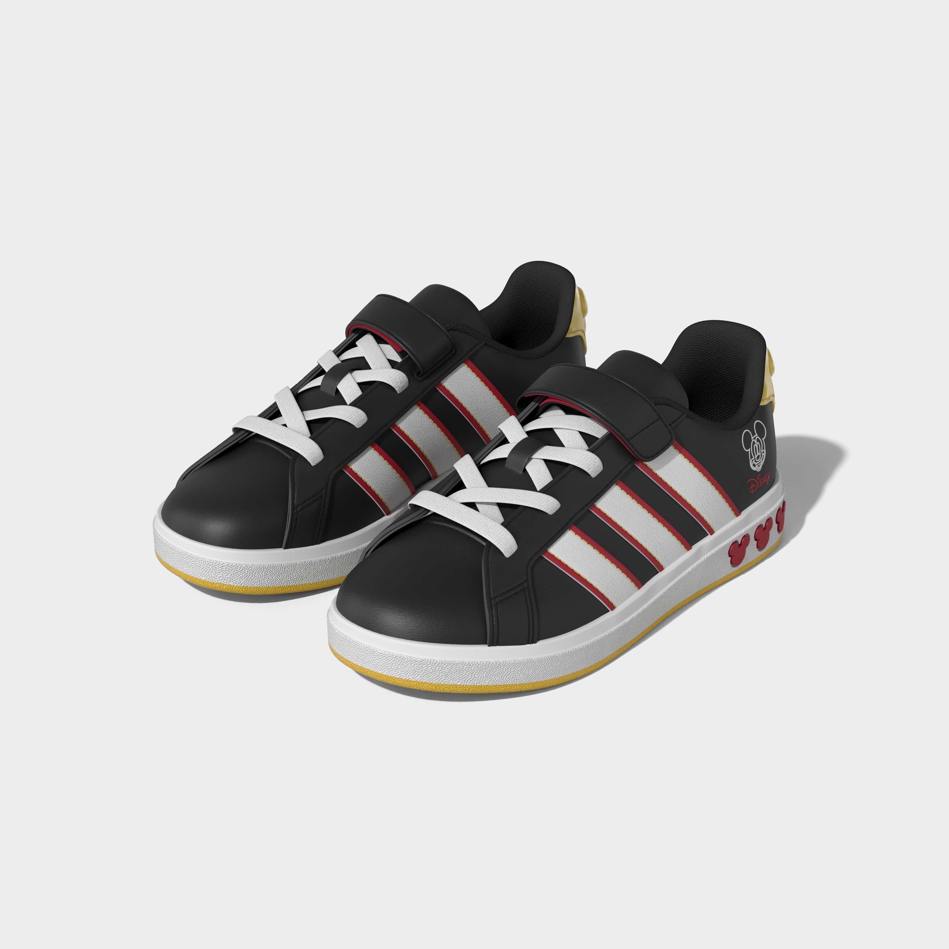 Kids Unisex adidas Disney Mickey Mouse Grand Court Shoes, Black, A901_ONE, large image number 9