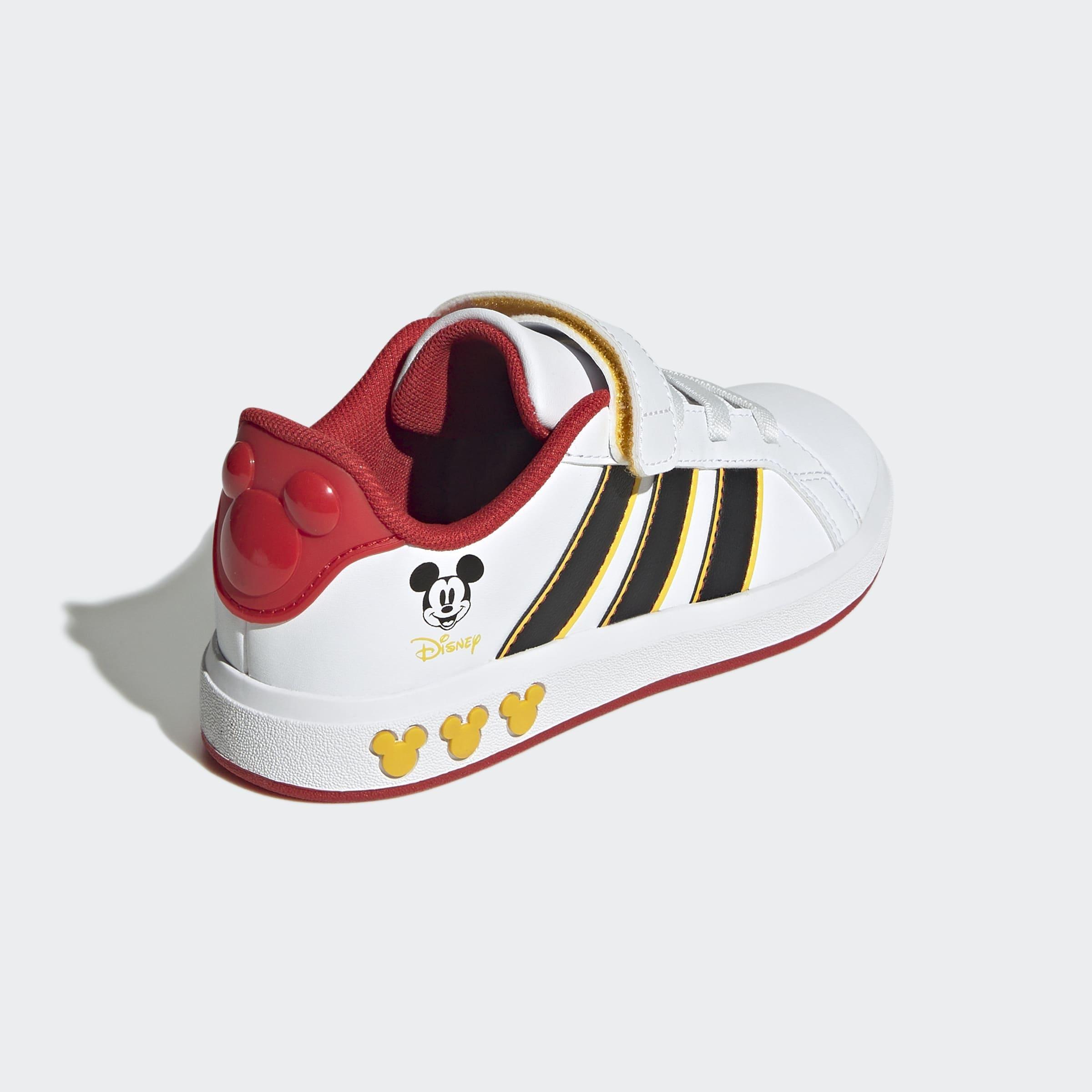 Kids Unisex adidas Disney Mickey Mouse Grand Court Shoes, White, A901_ONE, large image number 3