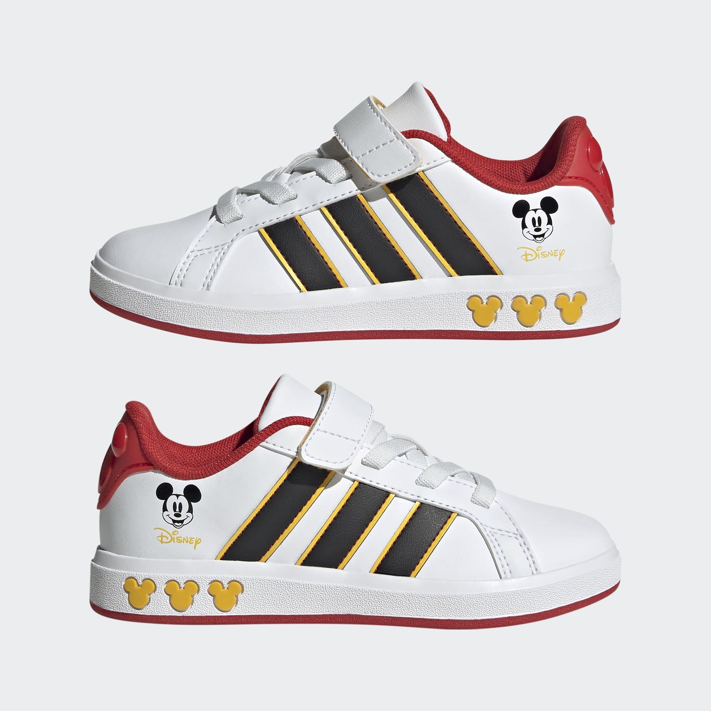 Kids Unisex adidas Disney Mickey Mouse Grand Court Shoes, White, A901_ONE, large image number 8