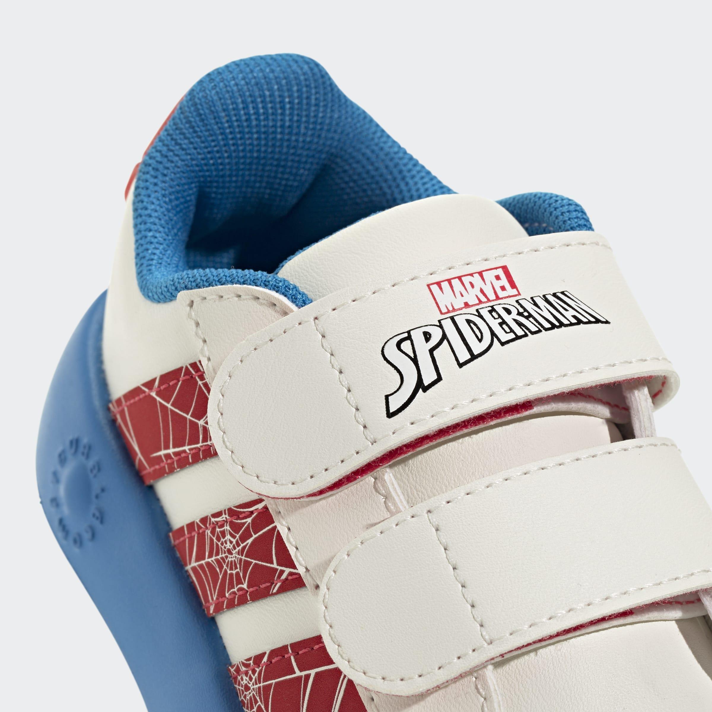 Kids Unisex adidas x Marvel Spider-Man Grand Court Shoes, White, A901_ONE, large image number 5