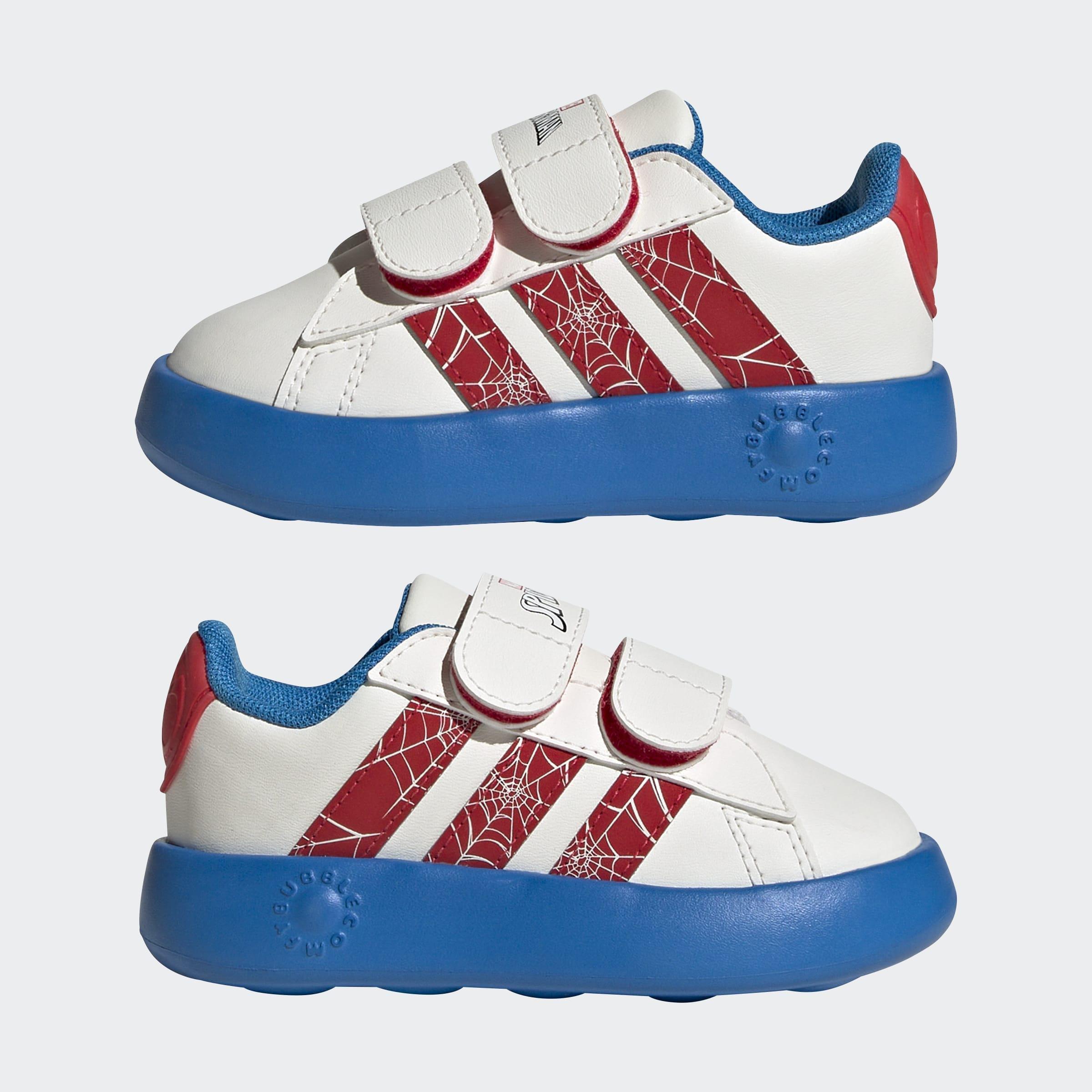 Kids Unisex adidas x Marvel Spider-Man Grand Court Shoes, White, A901_ONE, large image number 7