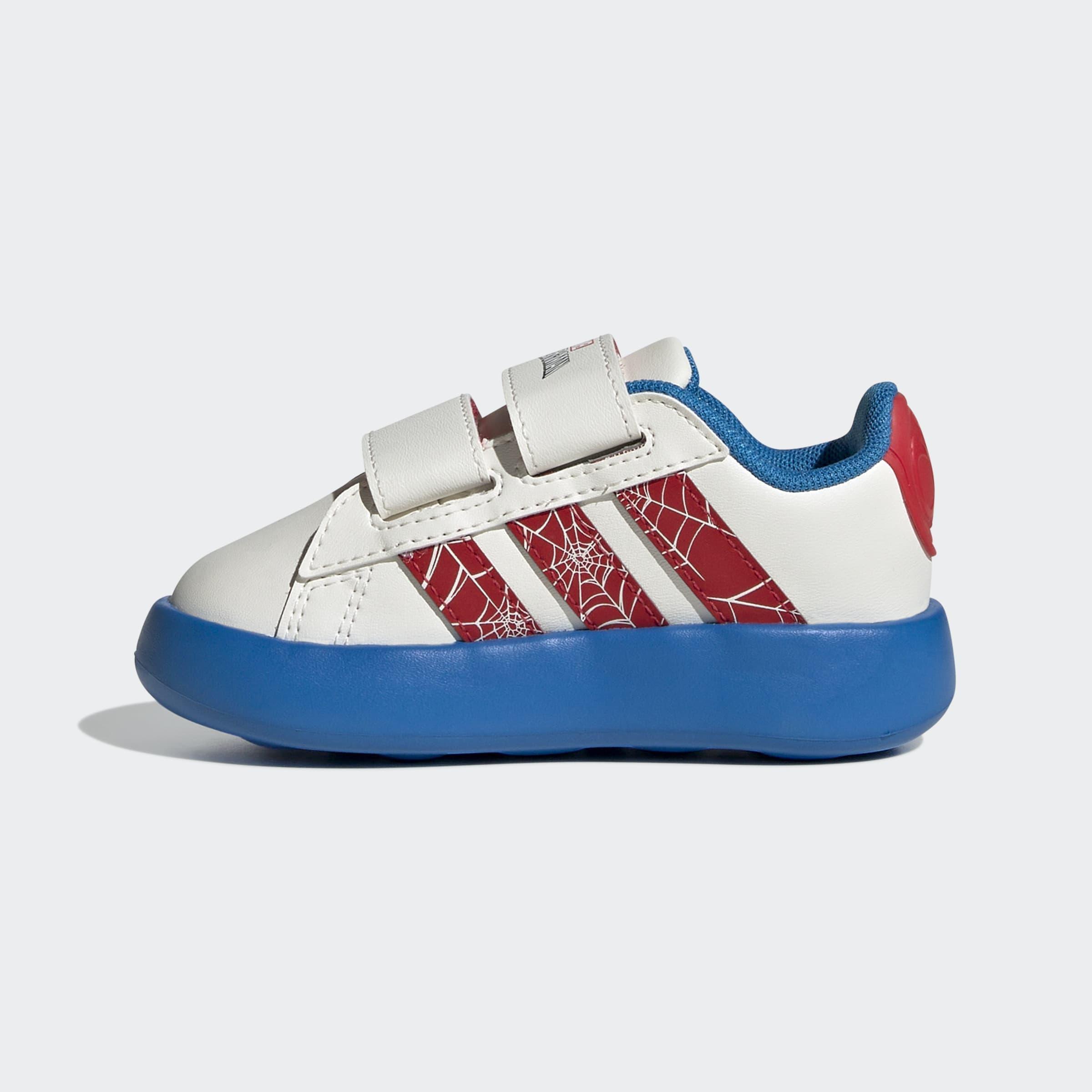 Kids Unisex adidas x Marvel Spider-Man Grand Court Shoes, White, A901_ONE, large image number 8