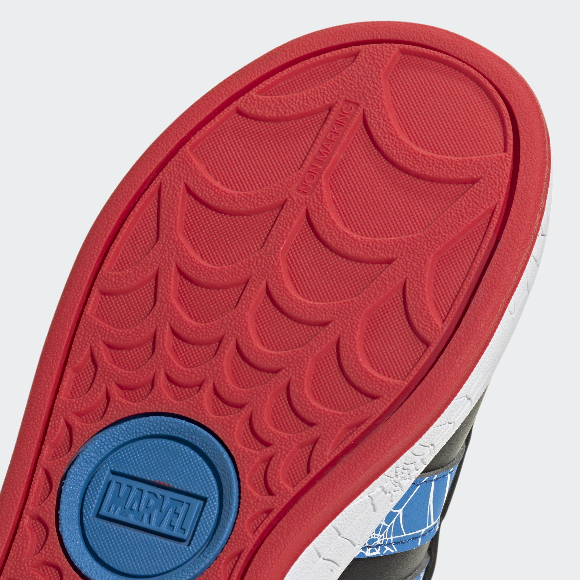 Kids Unisex Adidas Marvel Spider-Man Grand Court Shoes, Black, A901_ONE, large image number 6