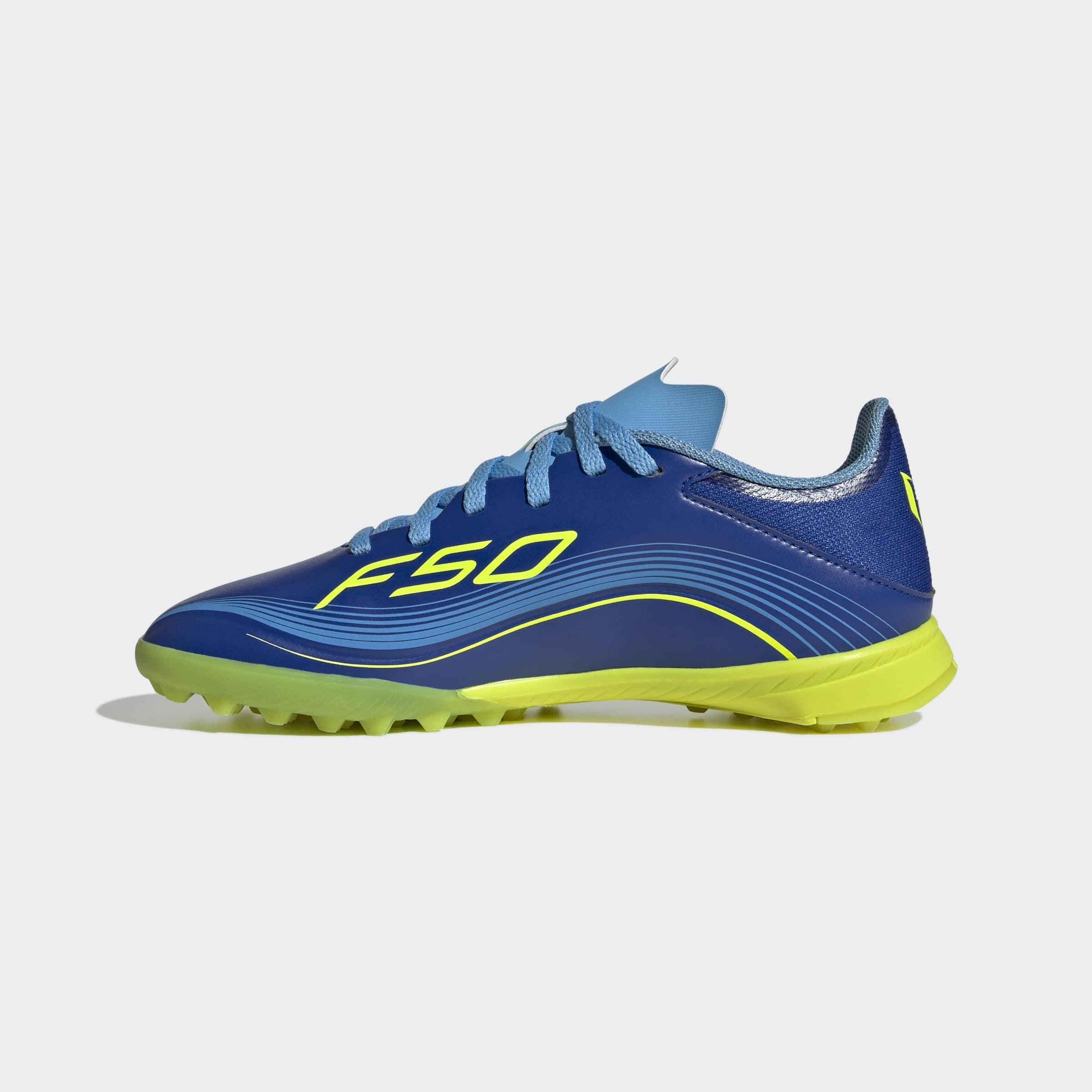 Kids Unisex F50 Messi League Turf Boots, Blue, A901_ONE, large image number 6