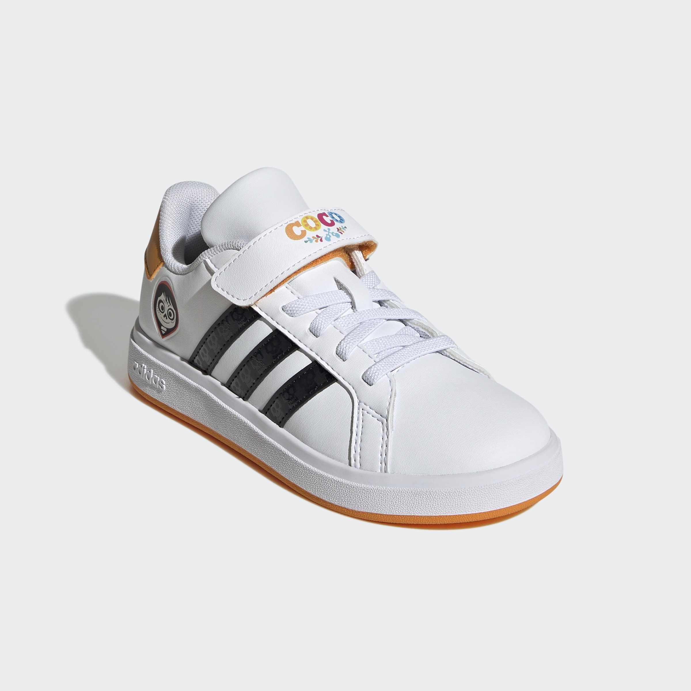 Kids Unisex Adidas Disney Coco Grand Court Shoes, White, A901_ONE, large image number 2