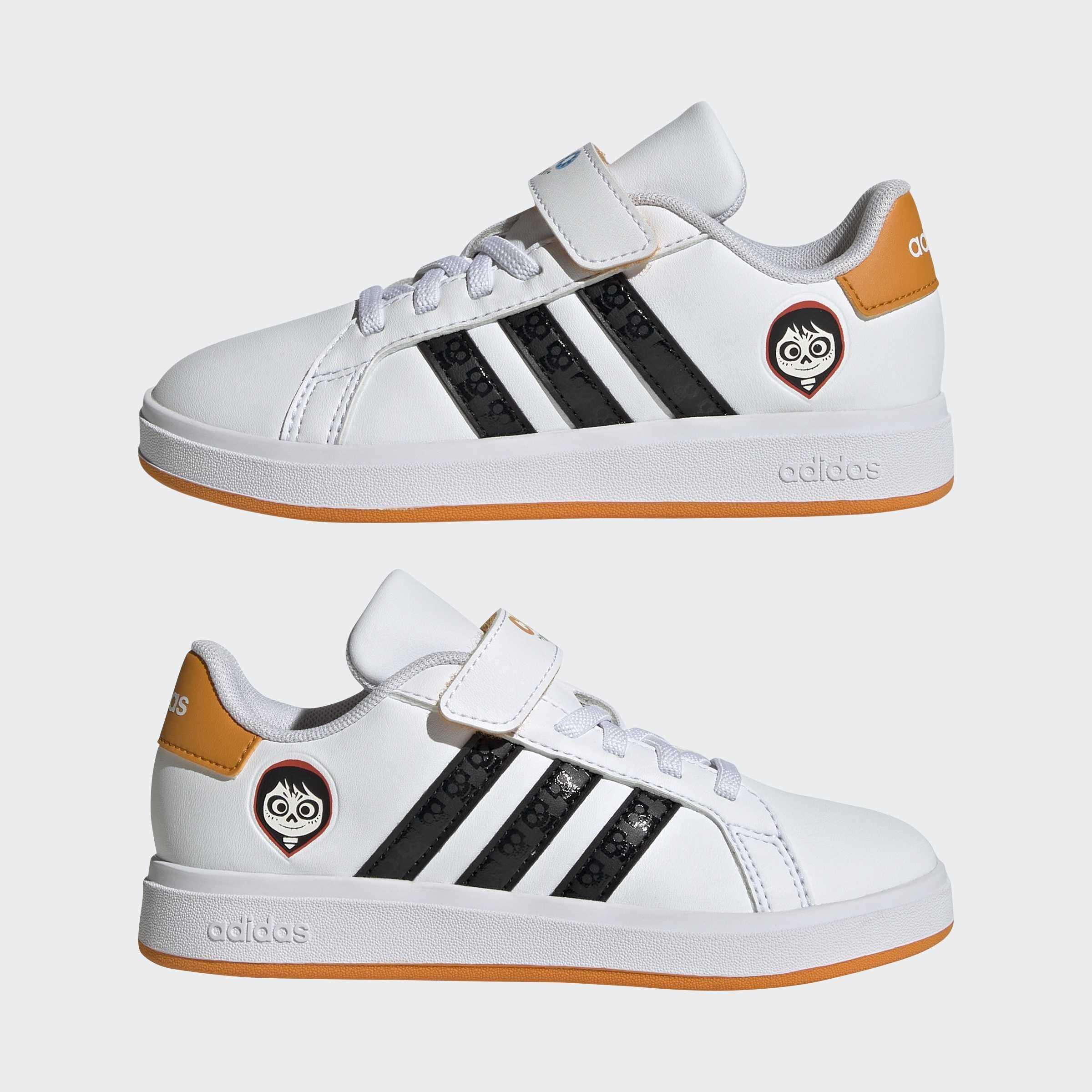 Kids Unisex Adidas Disney Coco Grand Court Shoes, White, A901_ONE, large image number 6