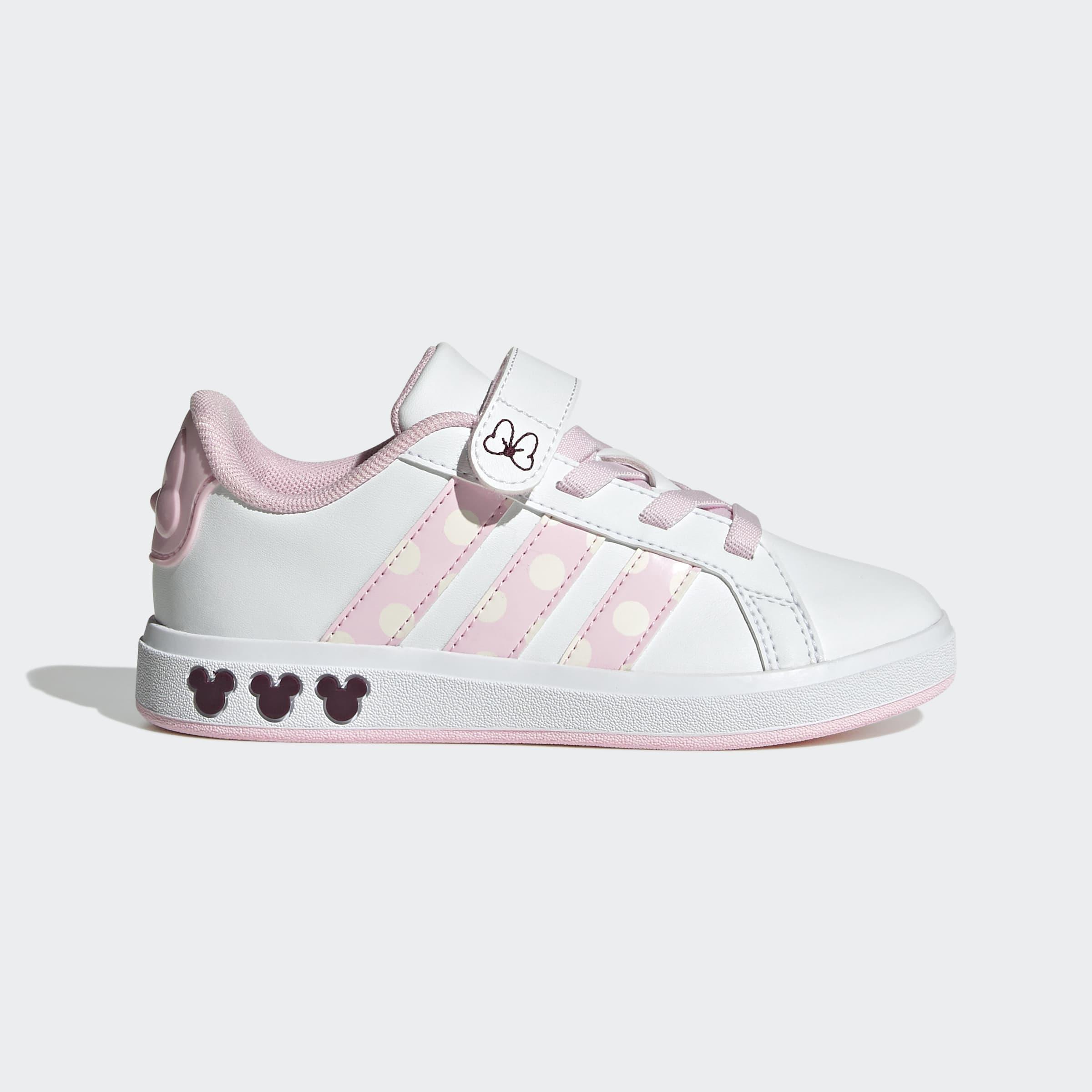 Kids Unisex adidas Disney Minnie Mouse Grand Court Shoes, White, A901_ONE, large image number 0