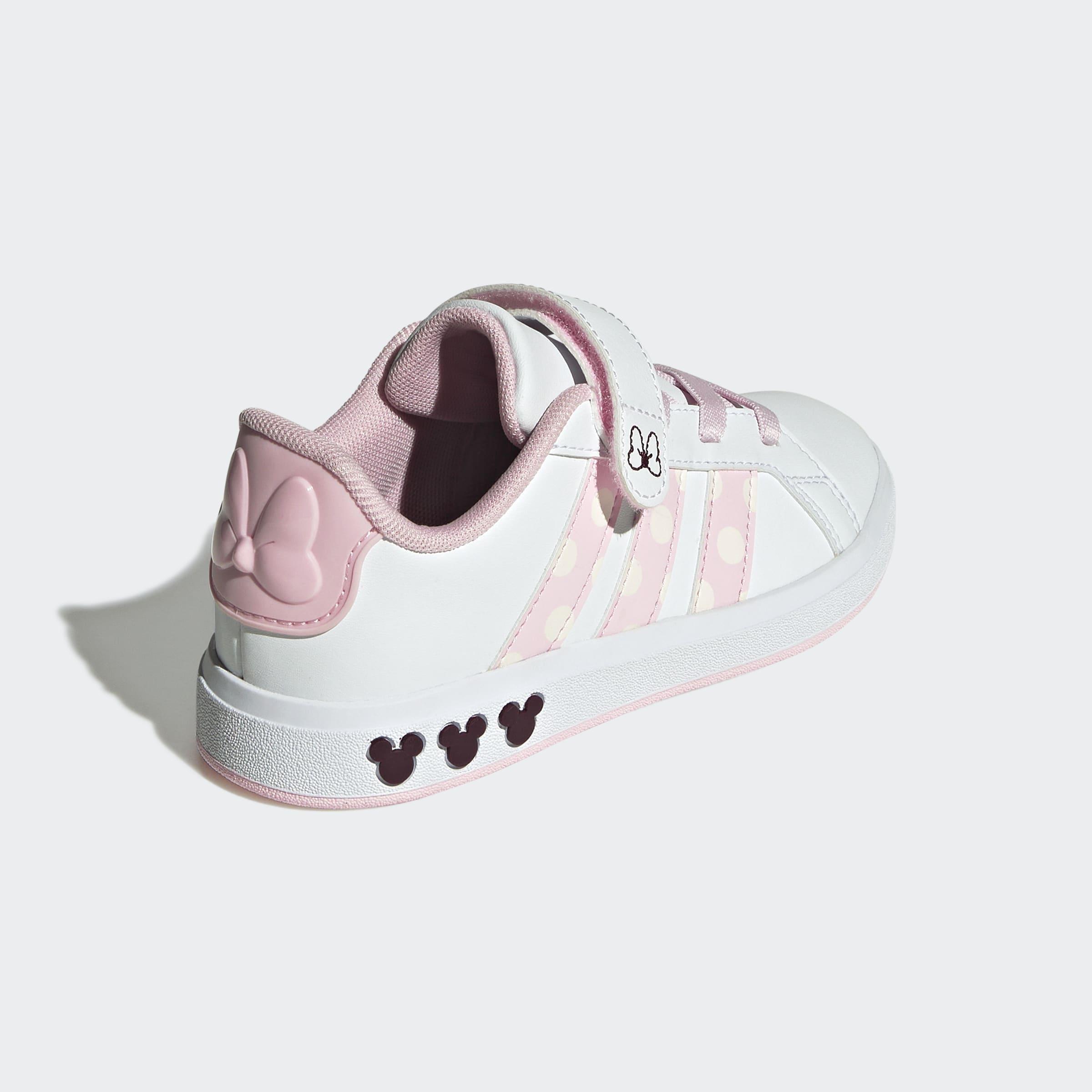 Kids Unisex adidas Disney Minnie Mouse Grand Court Shoes, White, A901_ONE, large image number 4