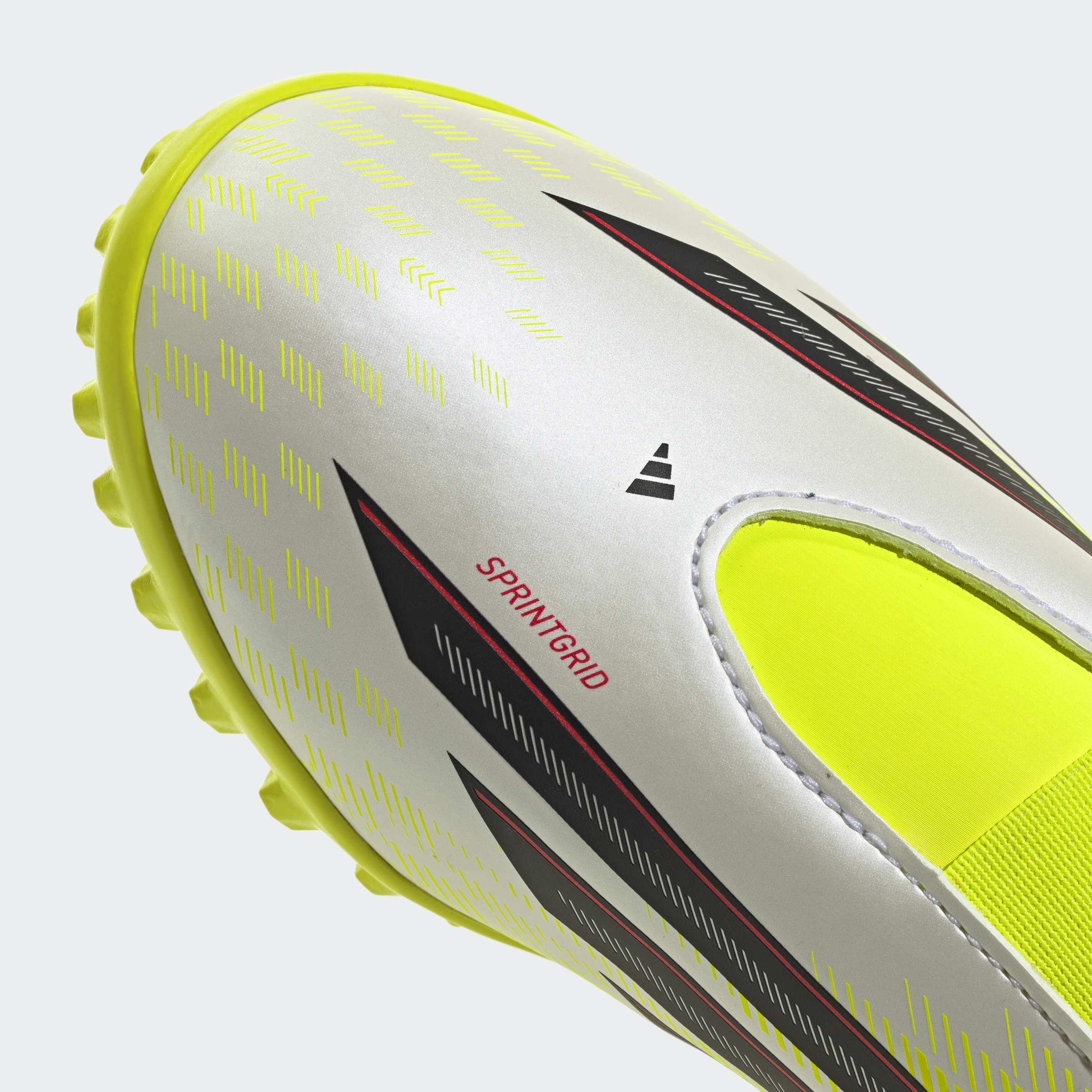 Kids Unisex F50 Club Velcro Turf Football Shoes, Yellow, A901_ONE, large image number 4
