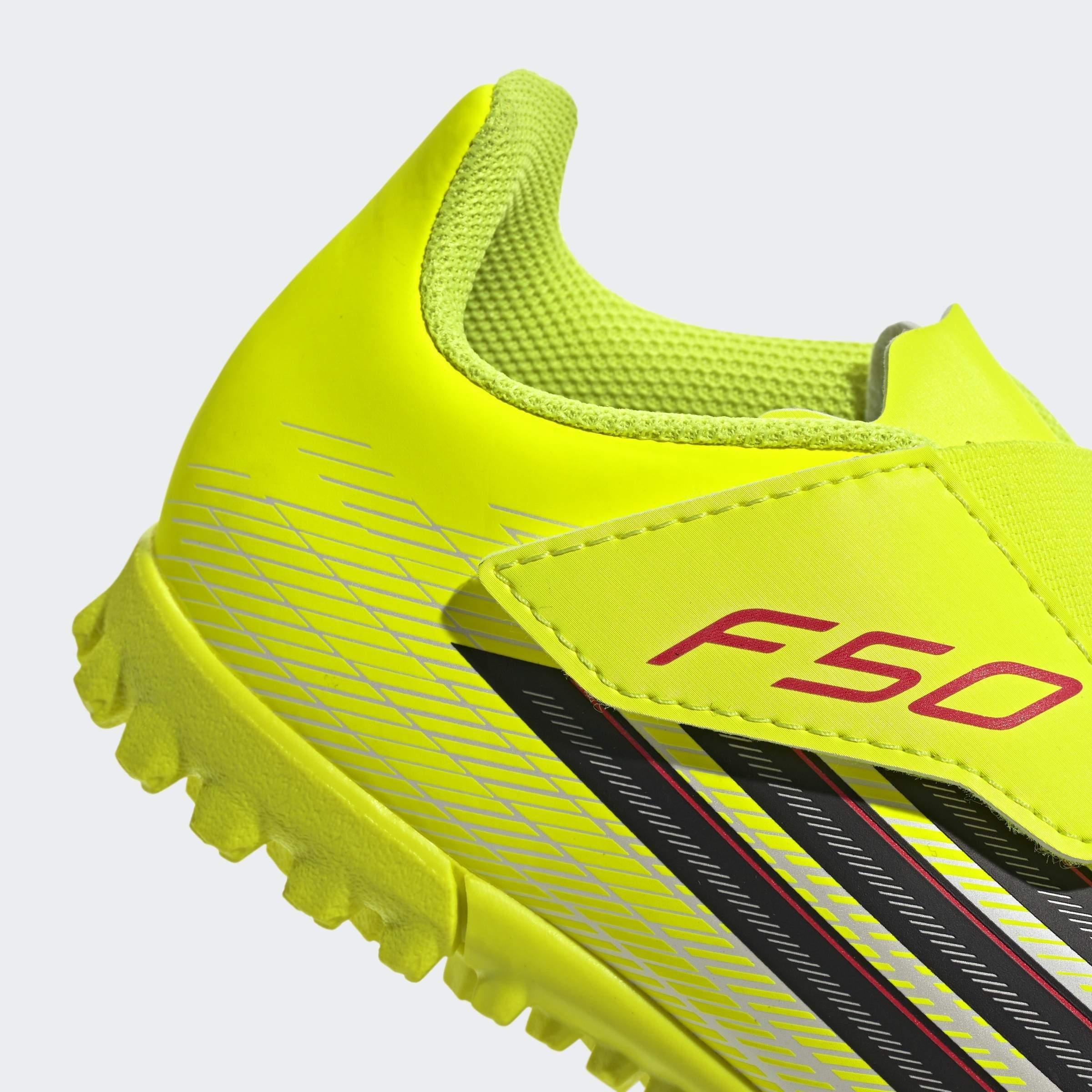 Kids Unisex F50 Club Velcro Turf Football Shoes, Yellow, A901_ONE, large image number 5
