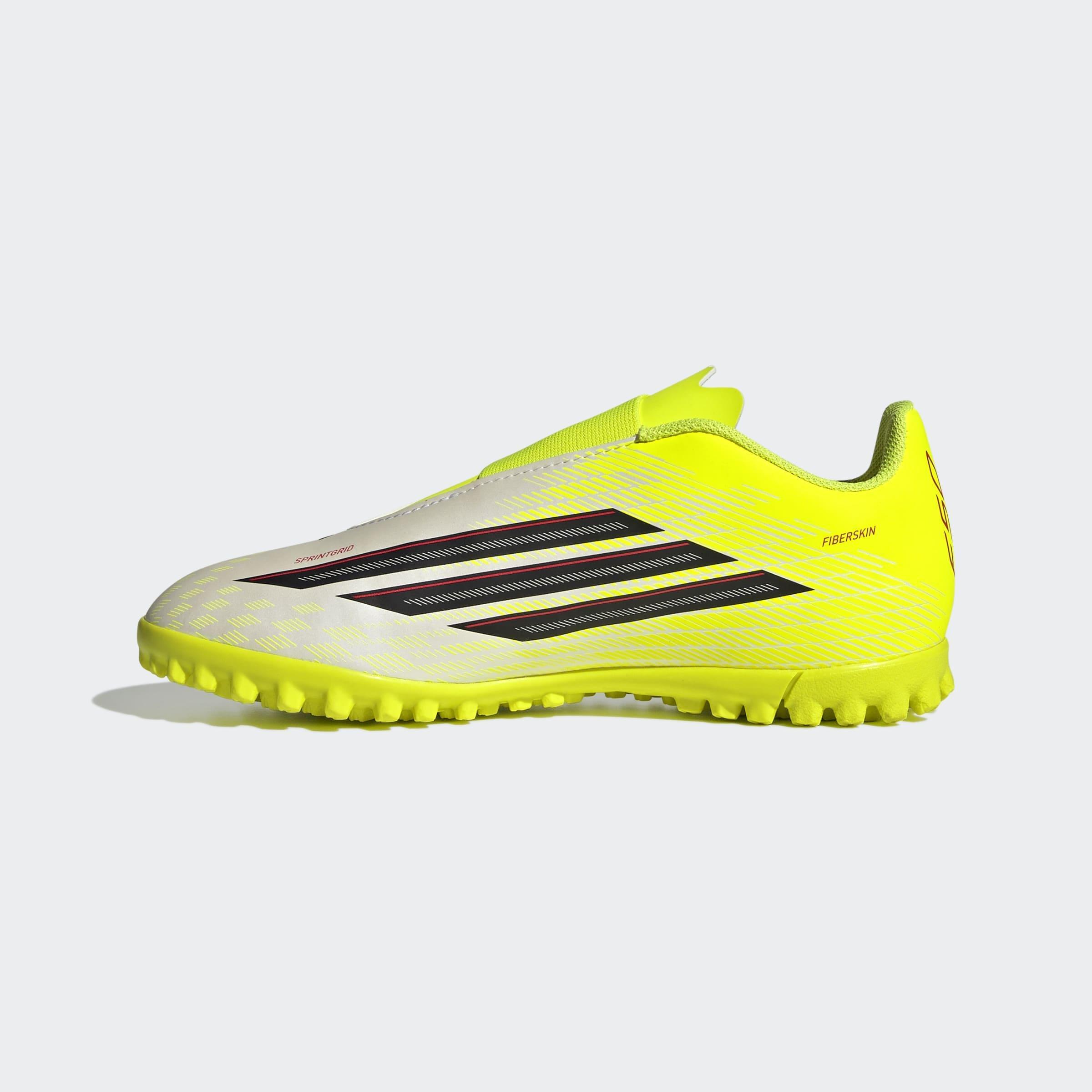 Kids Unisex F50 Club Velcro Turf Football Shoes, Yellow, A901_ONE, large image number 6