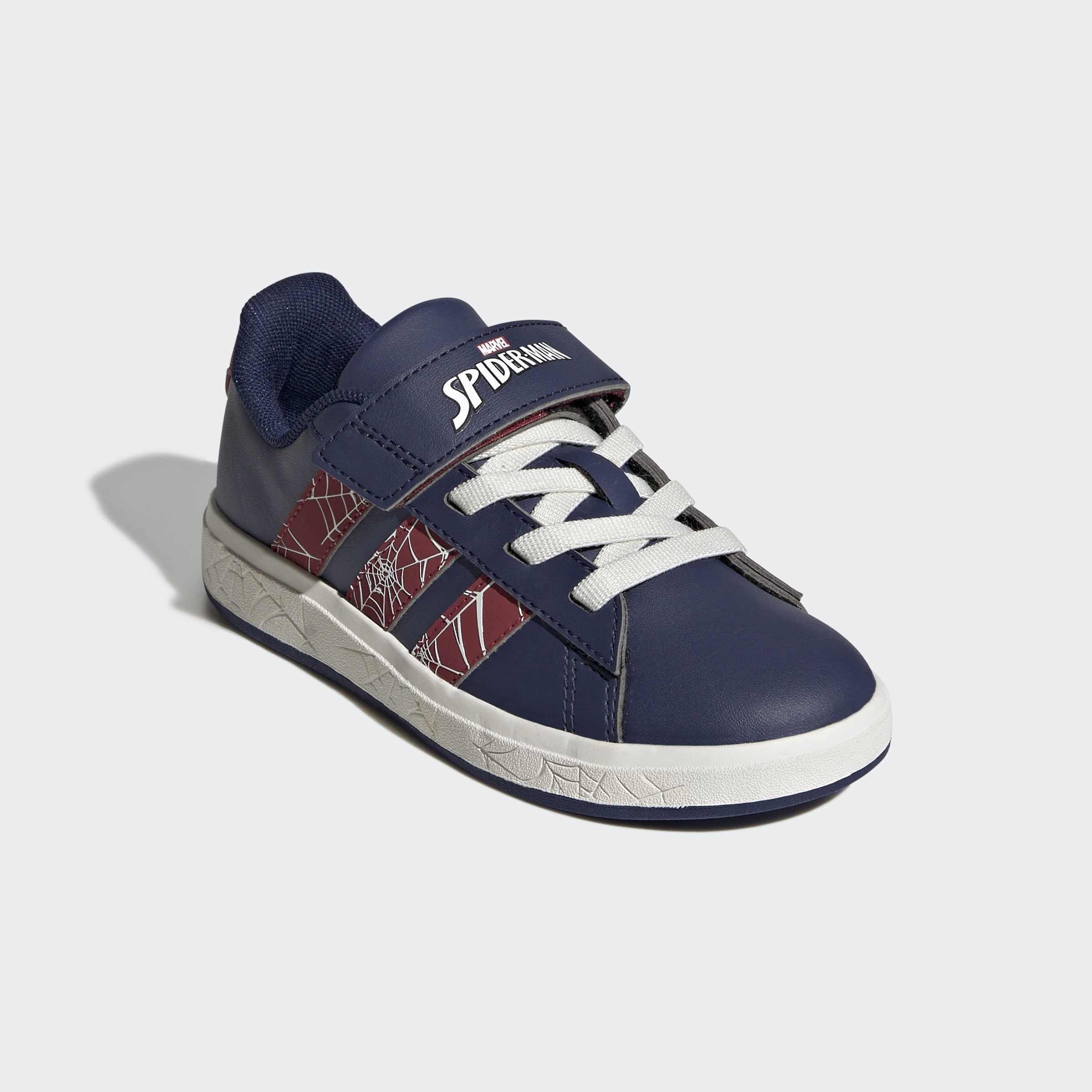 Kids Unisex adidas Marvel Spider-Man Grand Court Shoes, Blue, A901_ONE, large image number 2