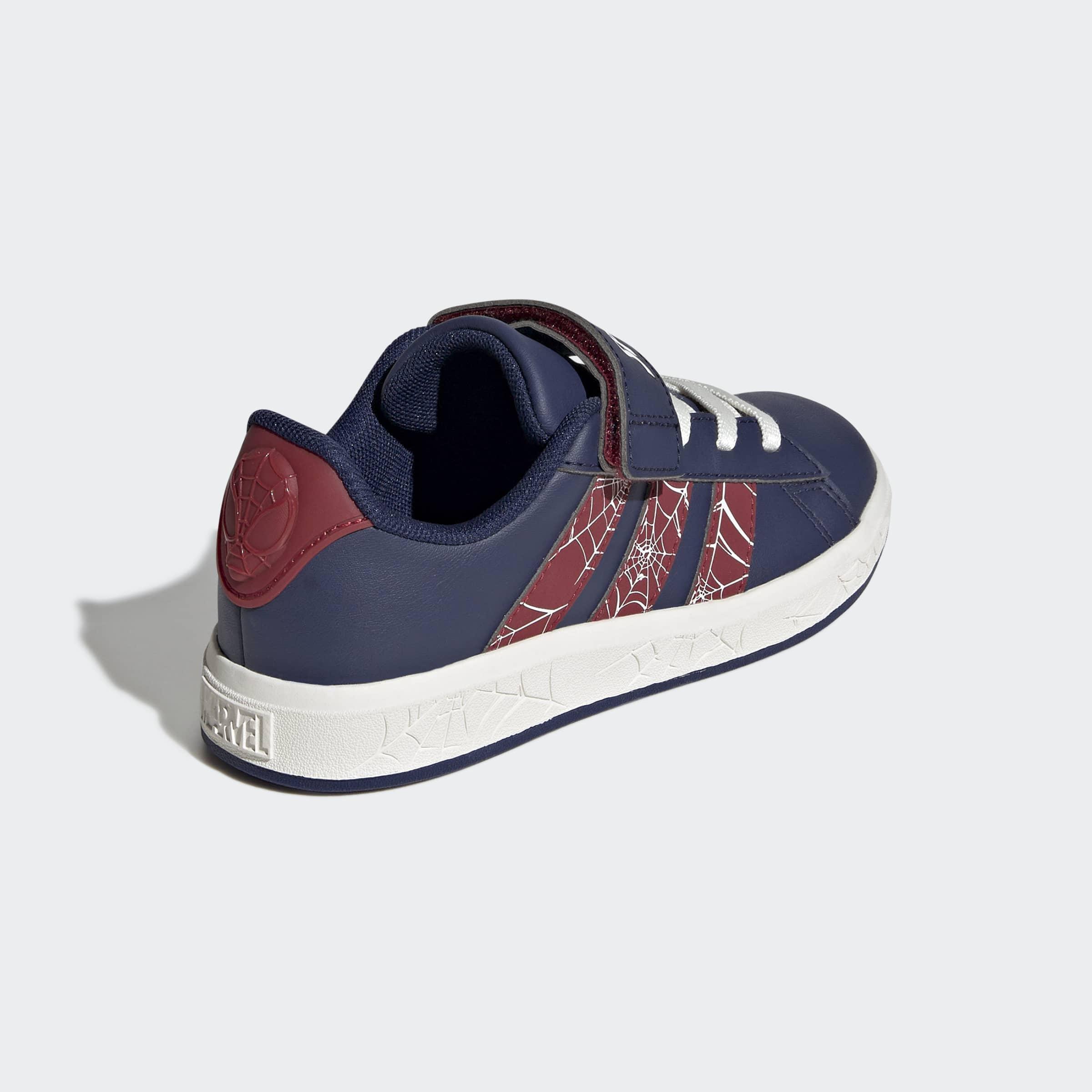 Kids Unisex adidas Marvel Spider-Man Grand Court Shoes, Blue, A901_ONE, large image number 3