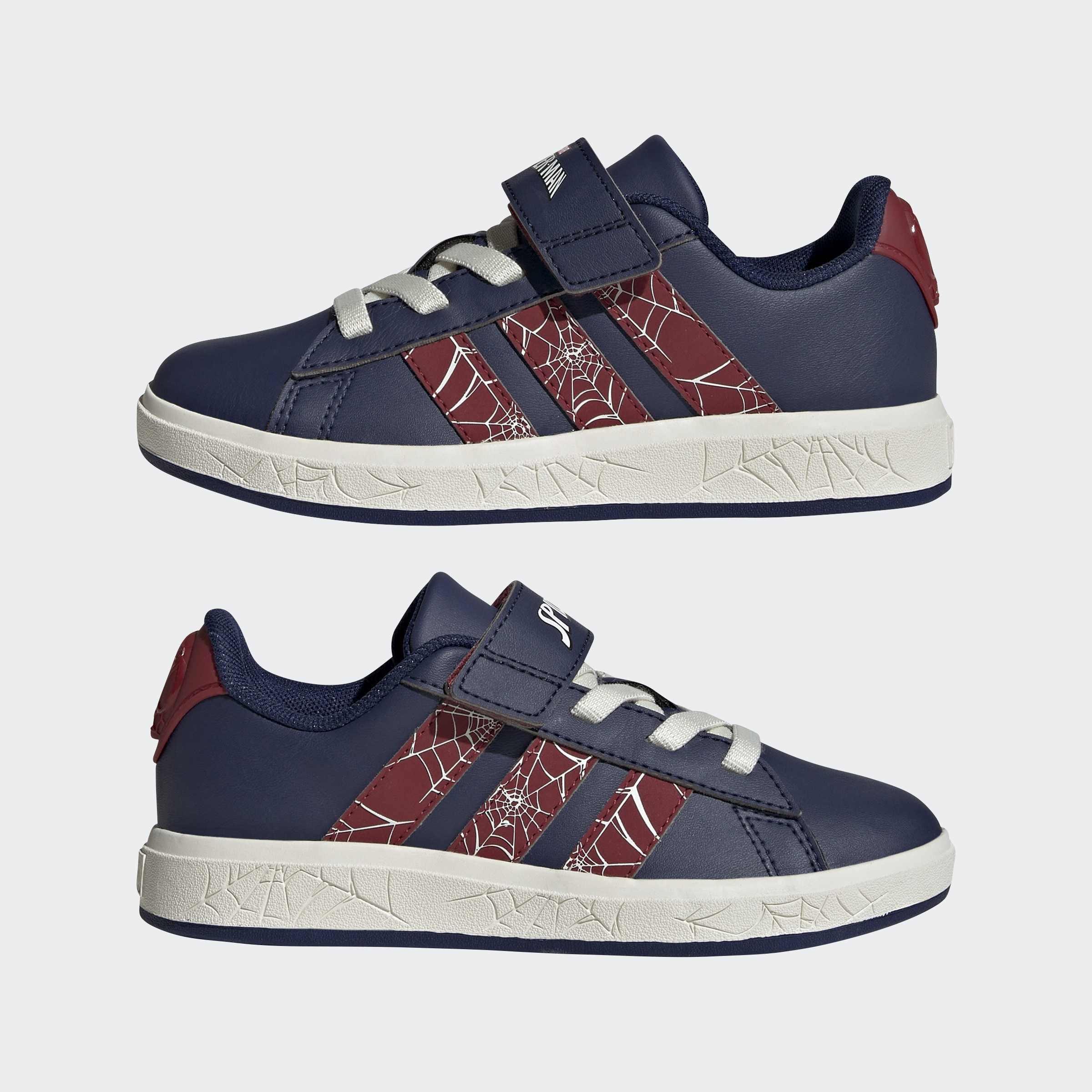 Kids Unisex adidas Marvel Spider-Man Grand Court Shoes, Blue, A901_ONE, large image number 6