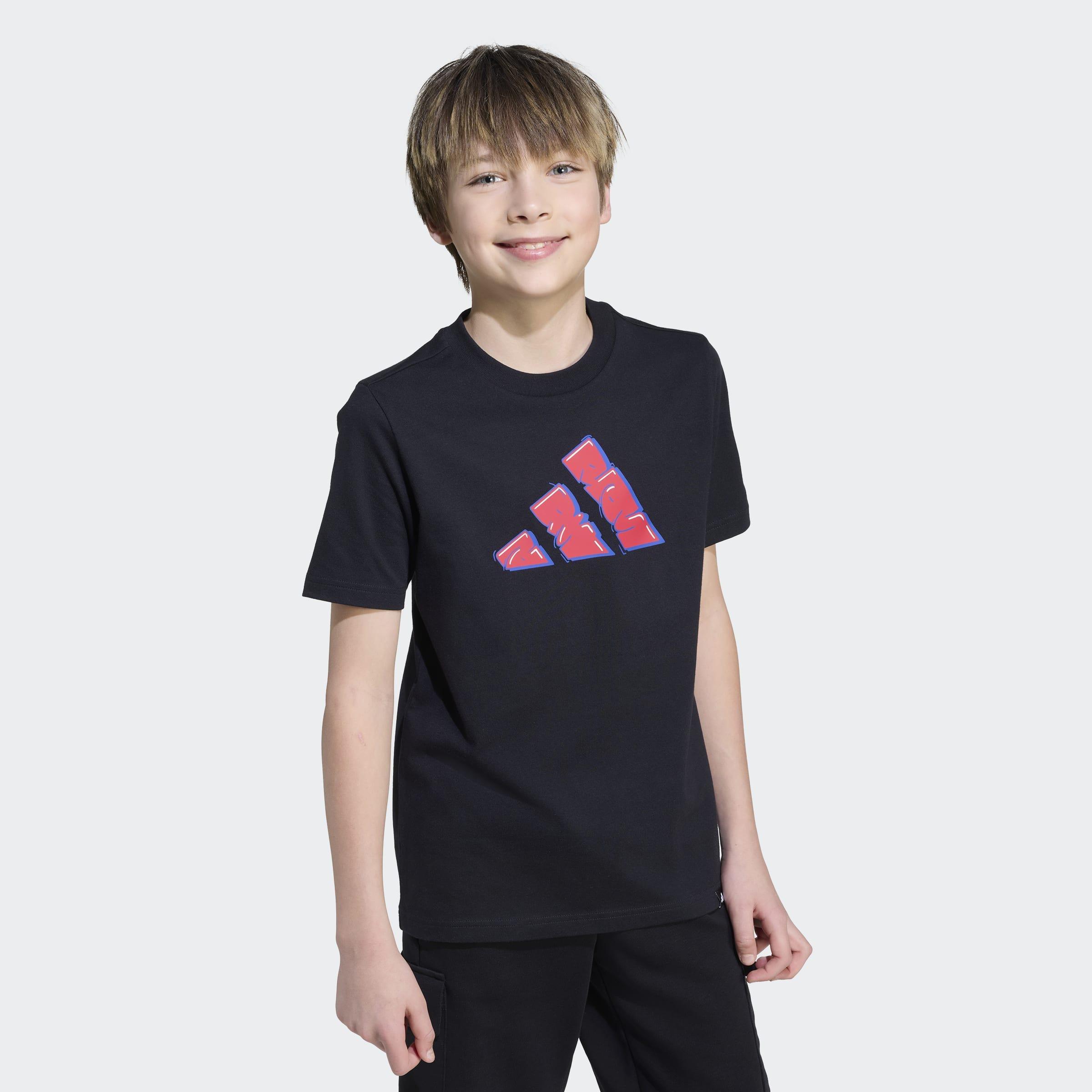 Kids Unisex Graffiti Graphic T-Shirt, Black, A901_ONE, large image number 4