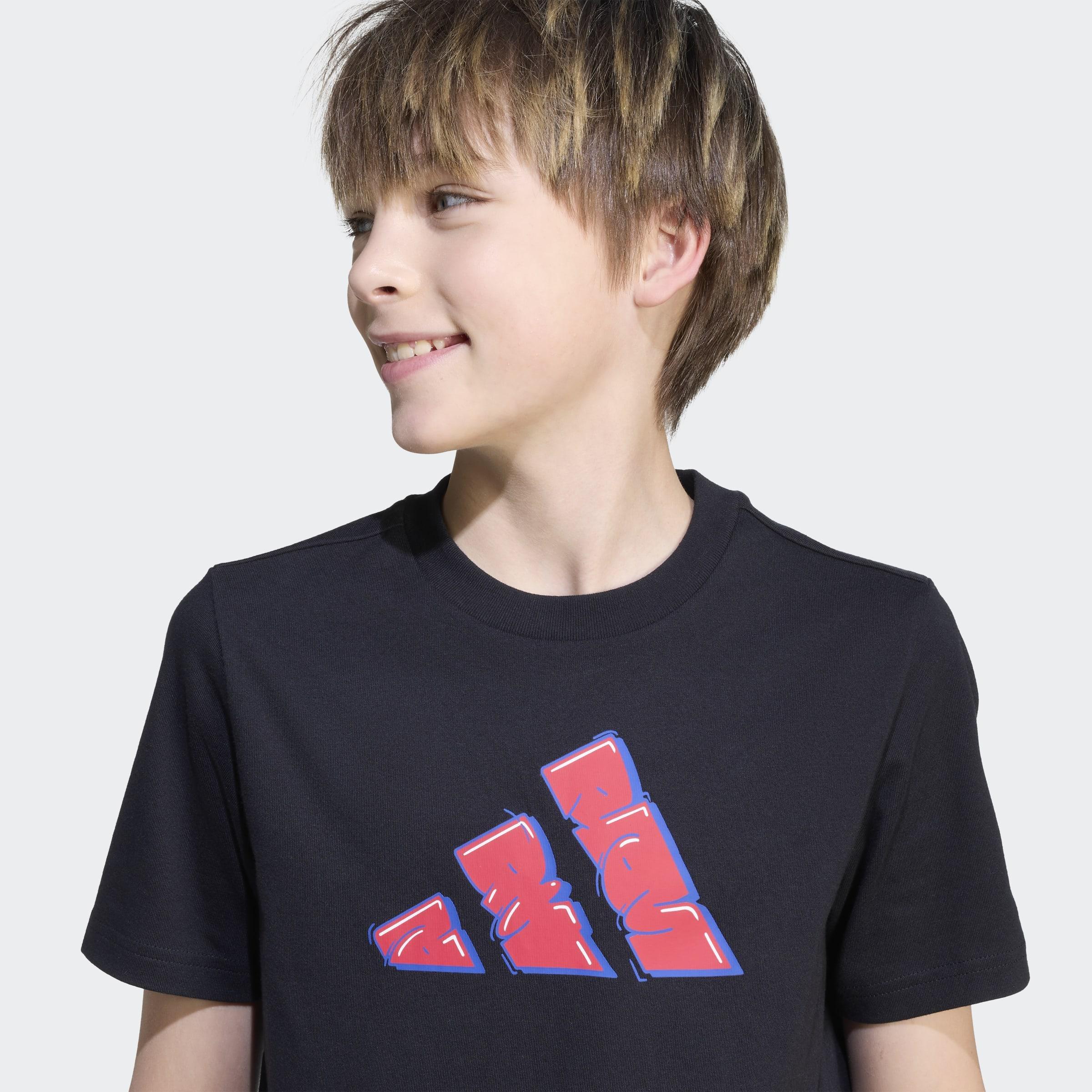 Kids Unisex Graffiti Graphic T-Shirt, Black, A901_ONE, large image number 7