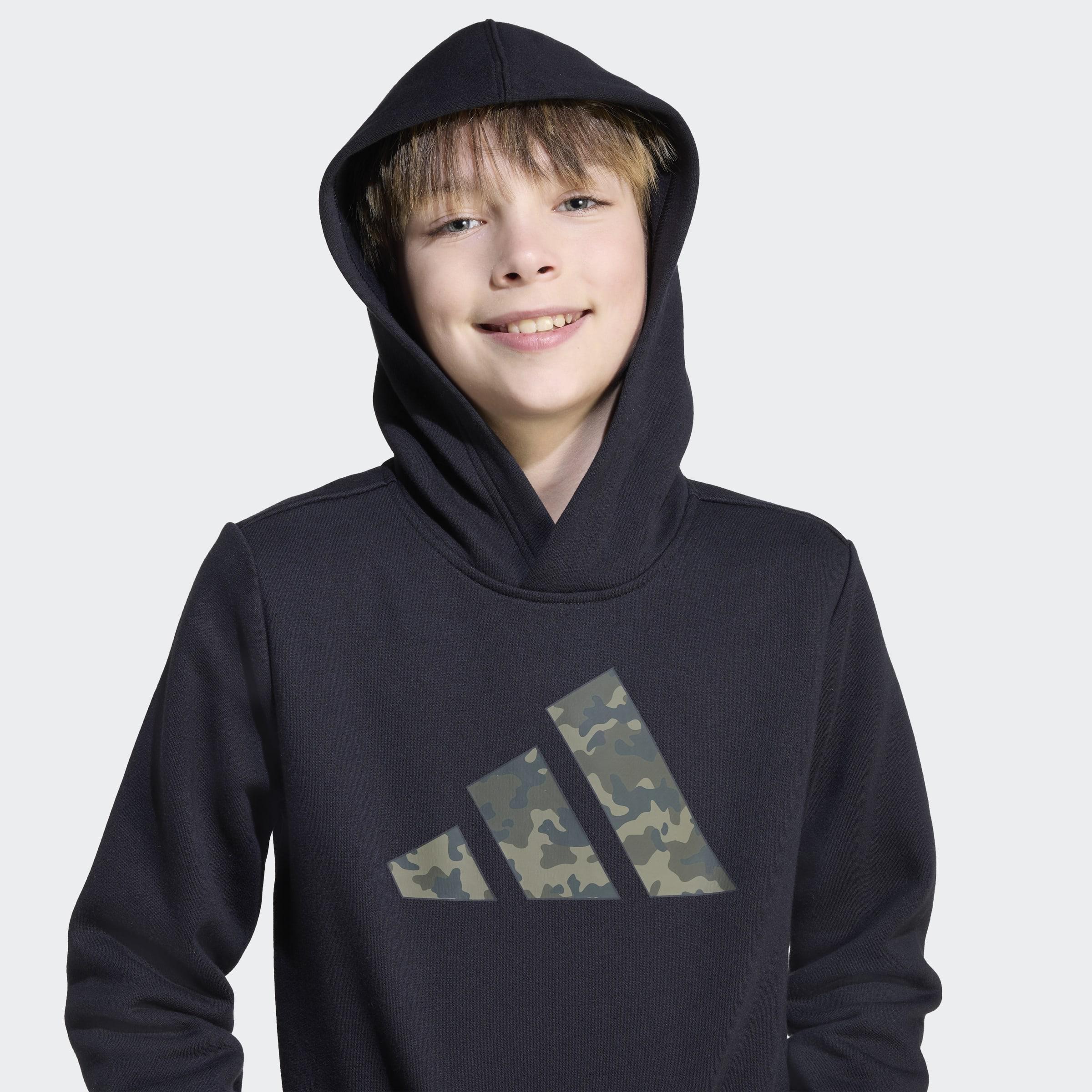 Kids Unisex Camo Graphic Hoodie, Black, A901_ONE, large image number 3