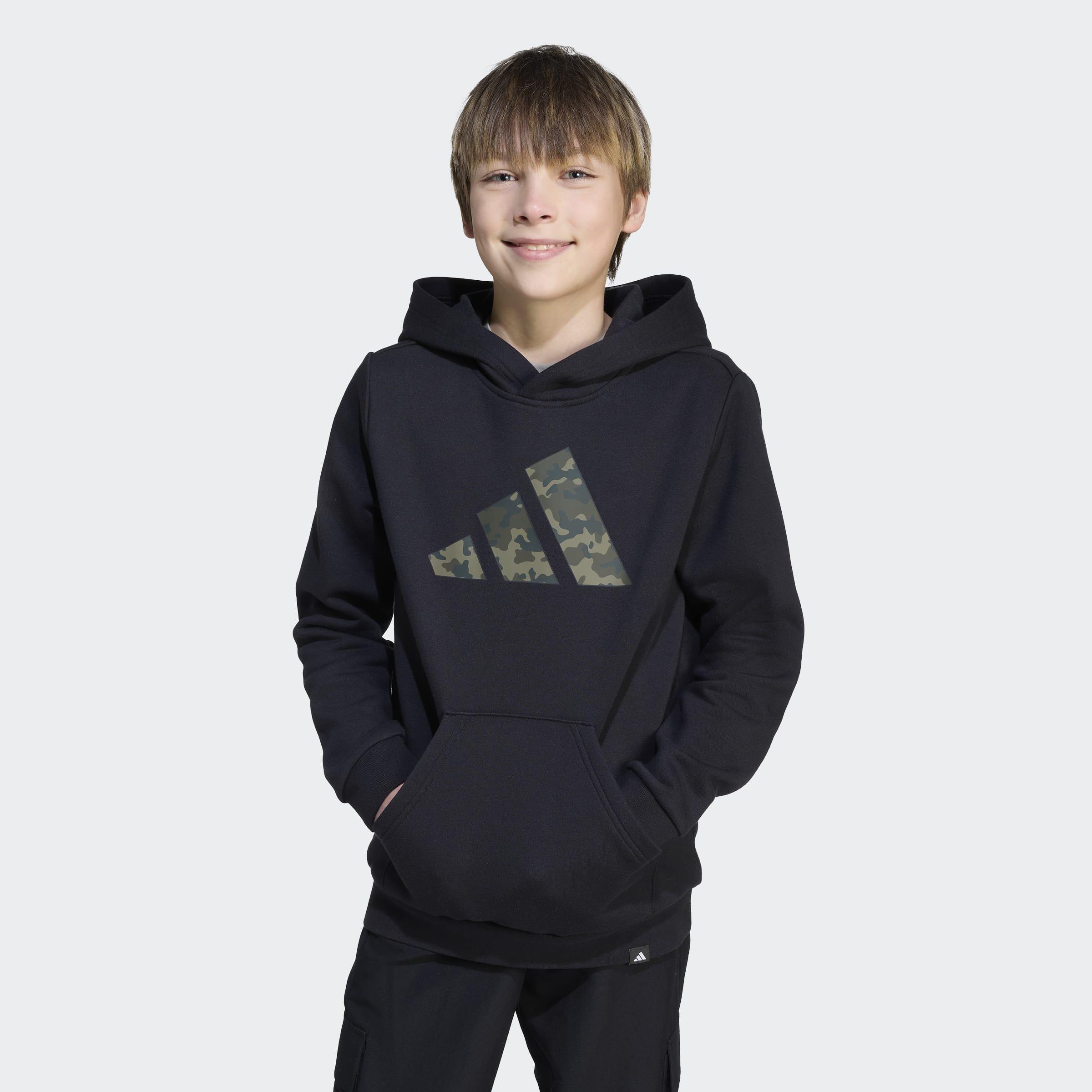 Kids Unisex Camo Graphic Hoodie, Black, A901_ONE, large image number 6