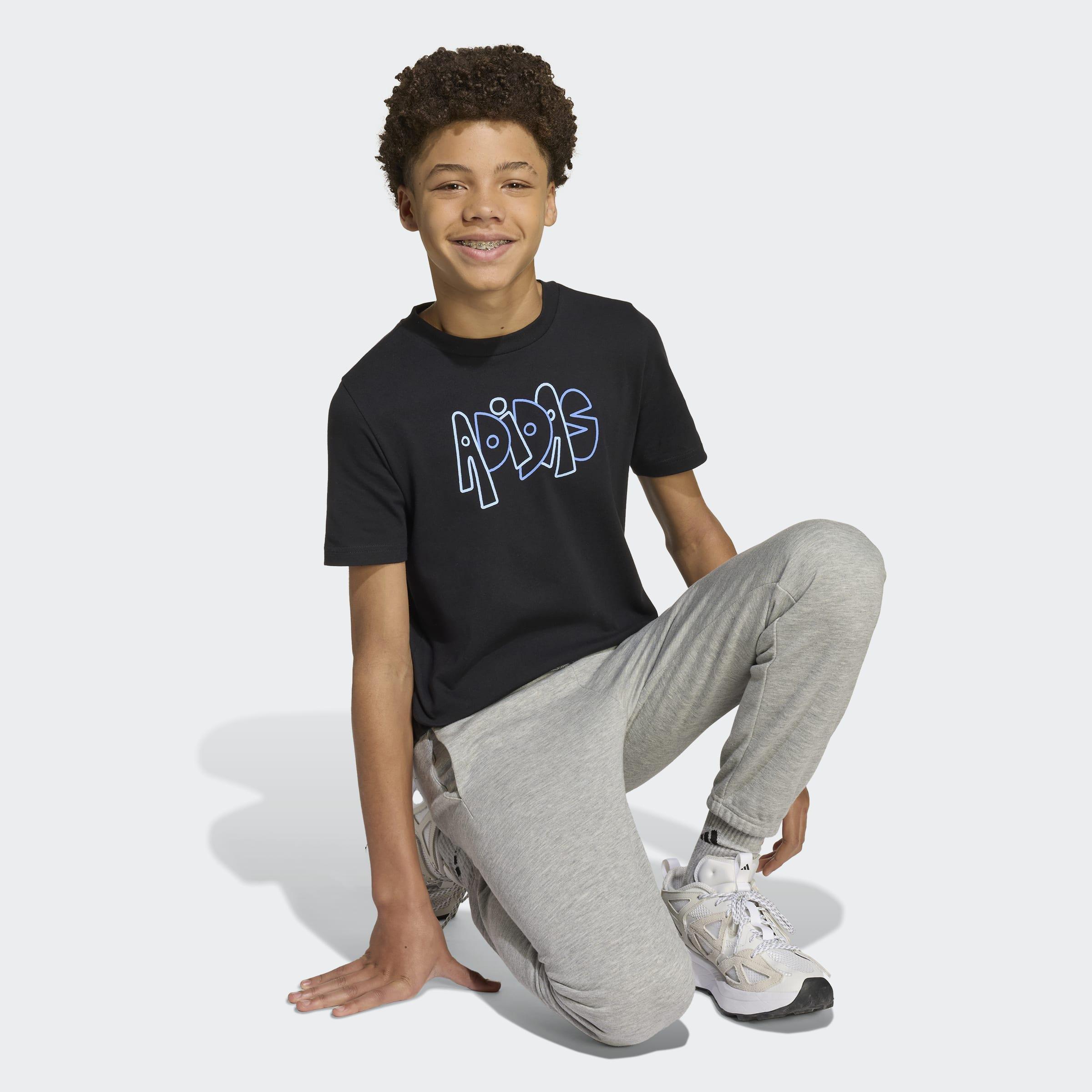 Kids Unisex Graffiti Graphic T-Shirt, Black, A901_ONE, large image number 3