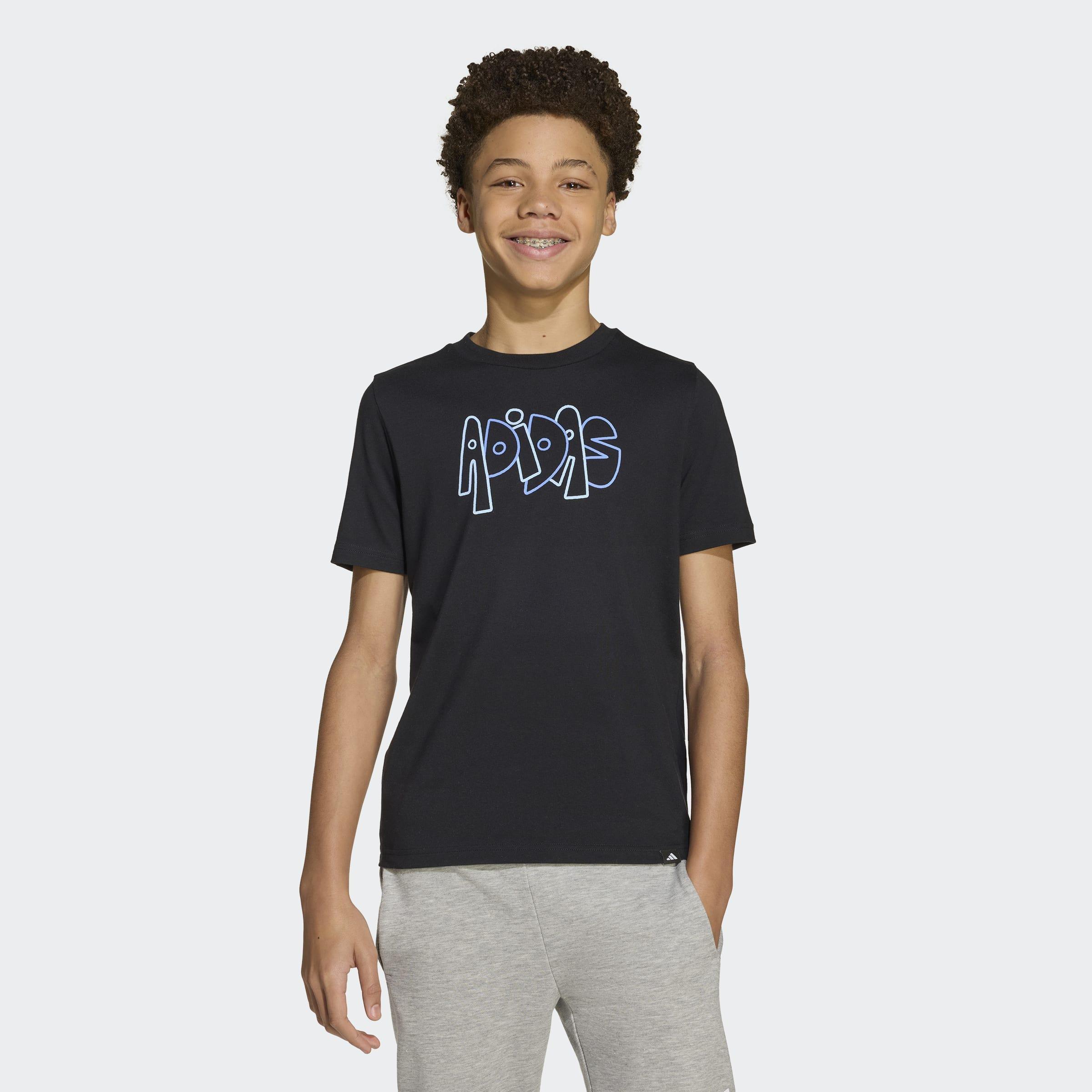 Kids Unisex Graffiti Graphic T-Shirt, Black, A901_ONE, large image number 6